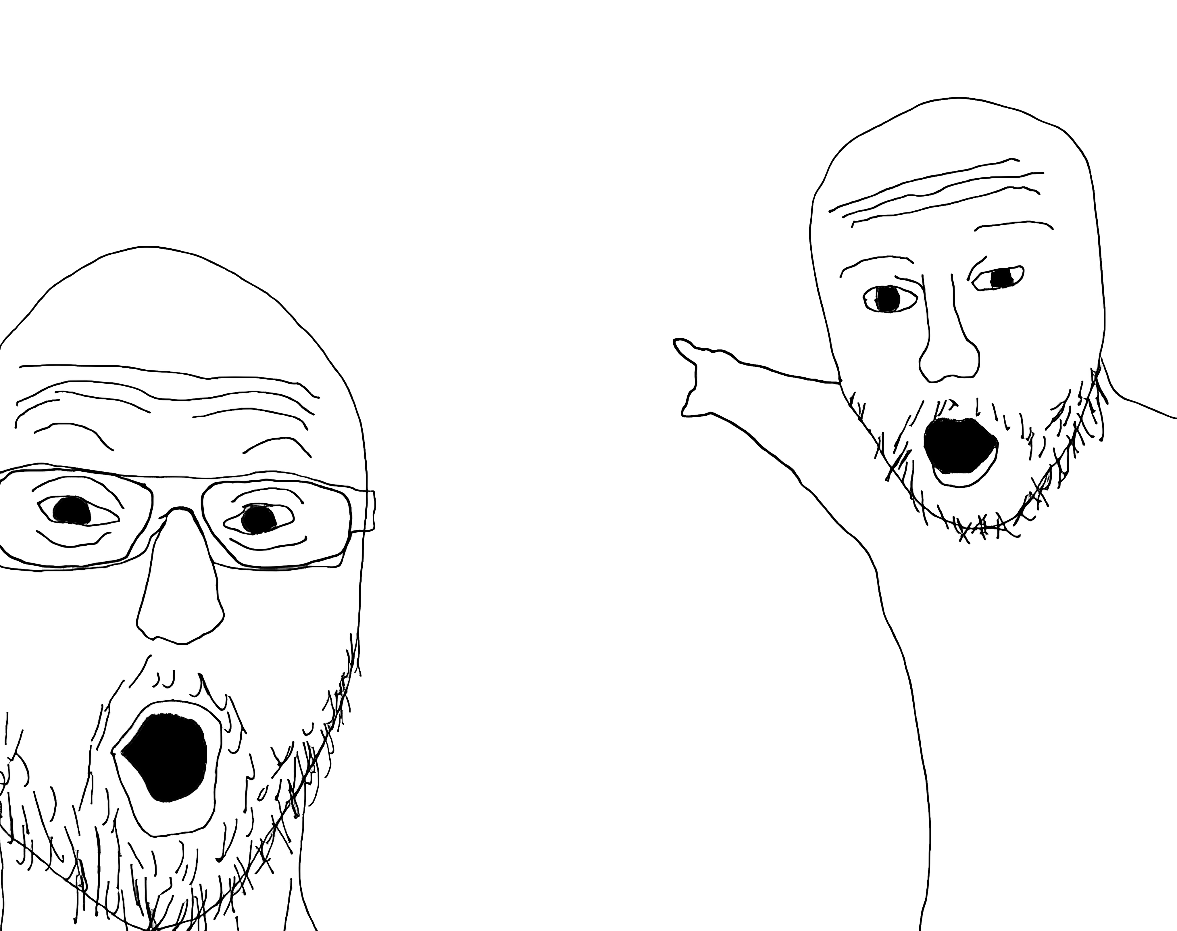 Two Soyjaks Pointing Transparent Empty Template