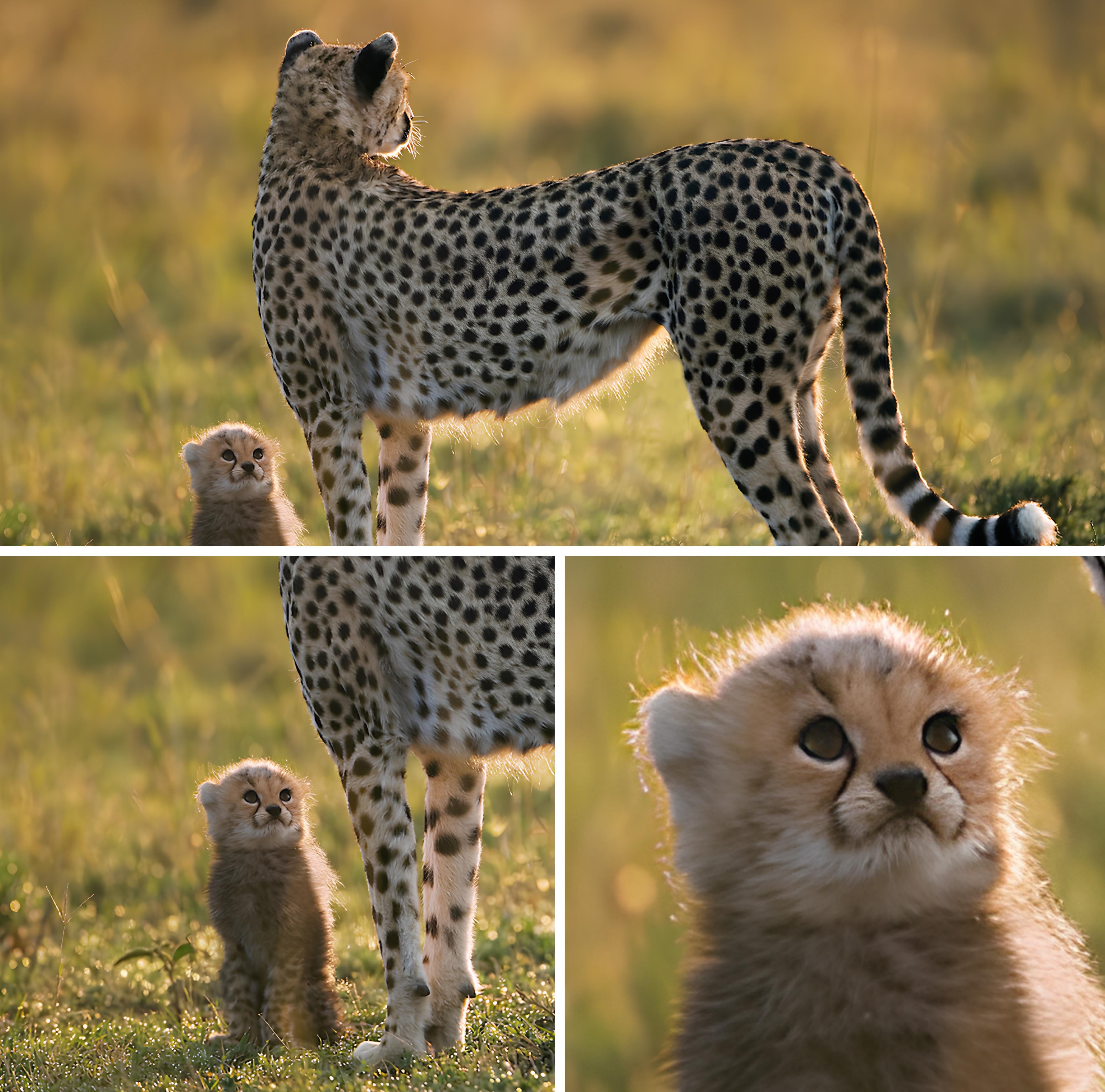 Cheetah Mom with Scared Cub -Thank you. I will never forget this. I would fight for you leopard
