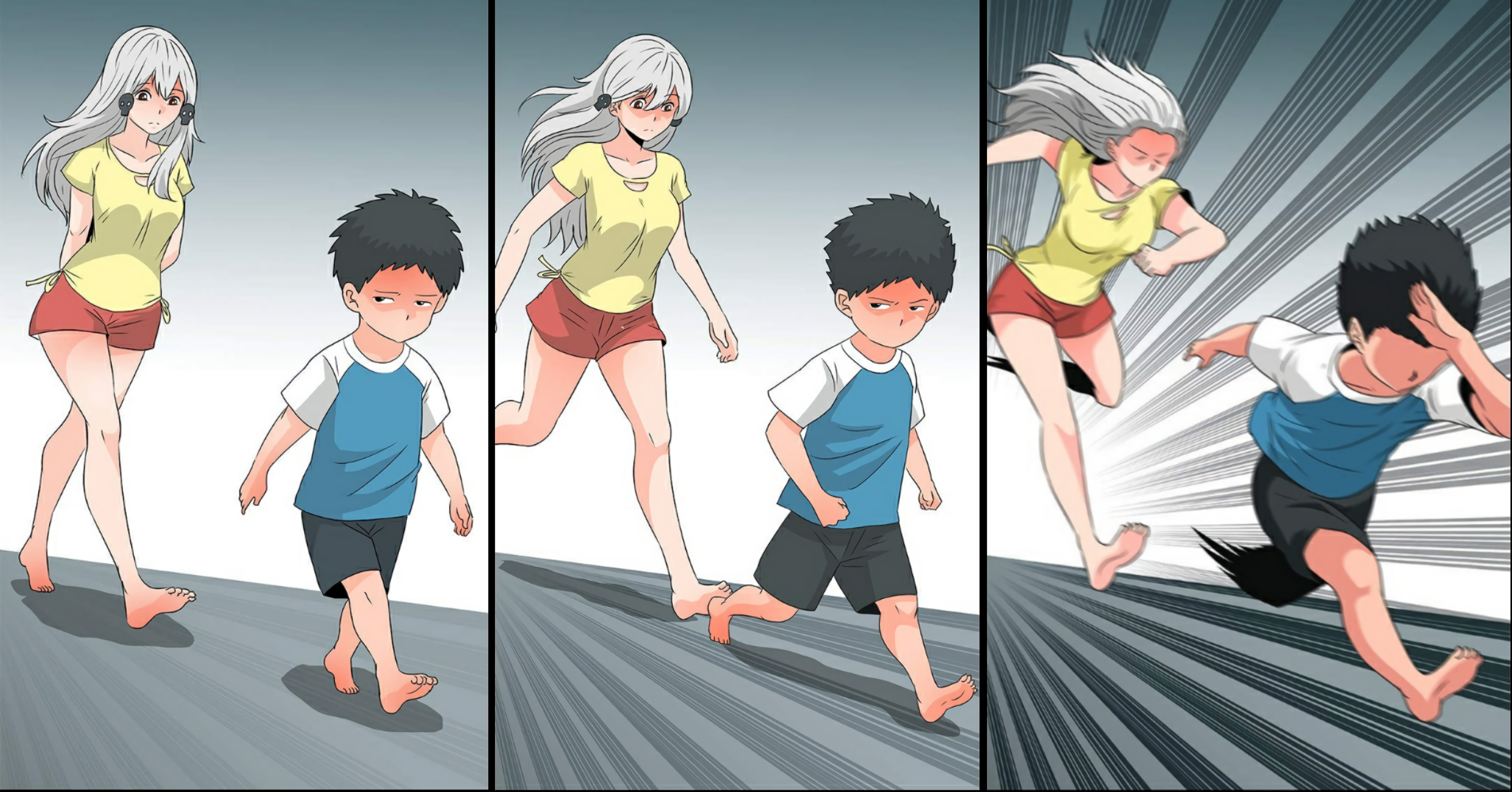Ara Ara Chase Empty Template - Girl Chasing A Kid - Original - court courir poursuivre pourchasse fille garçon