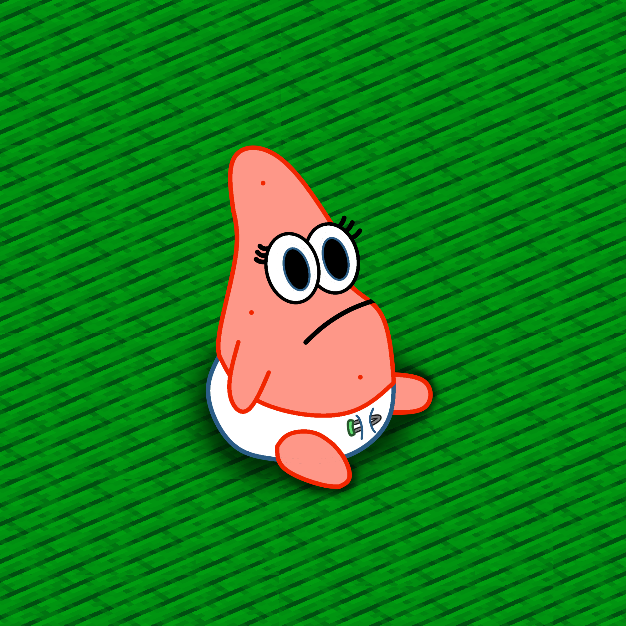 Baby Patrick HD Redraw - Pixel Floor - Spongebob Squarepants - u'Fat-Josh