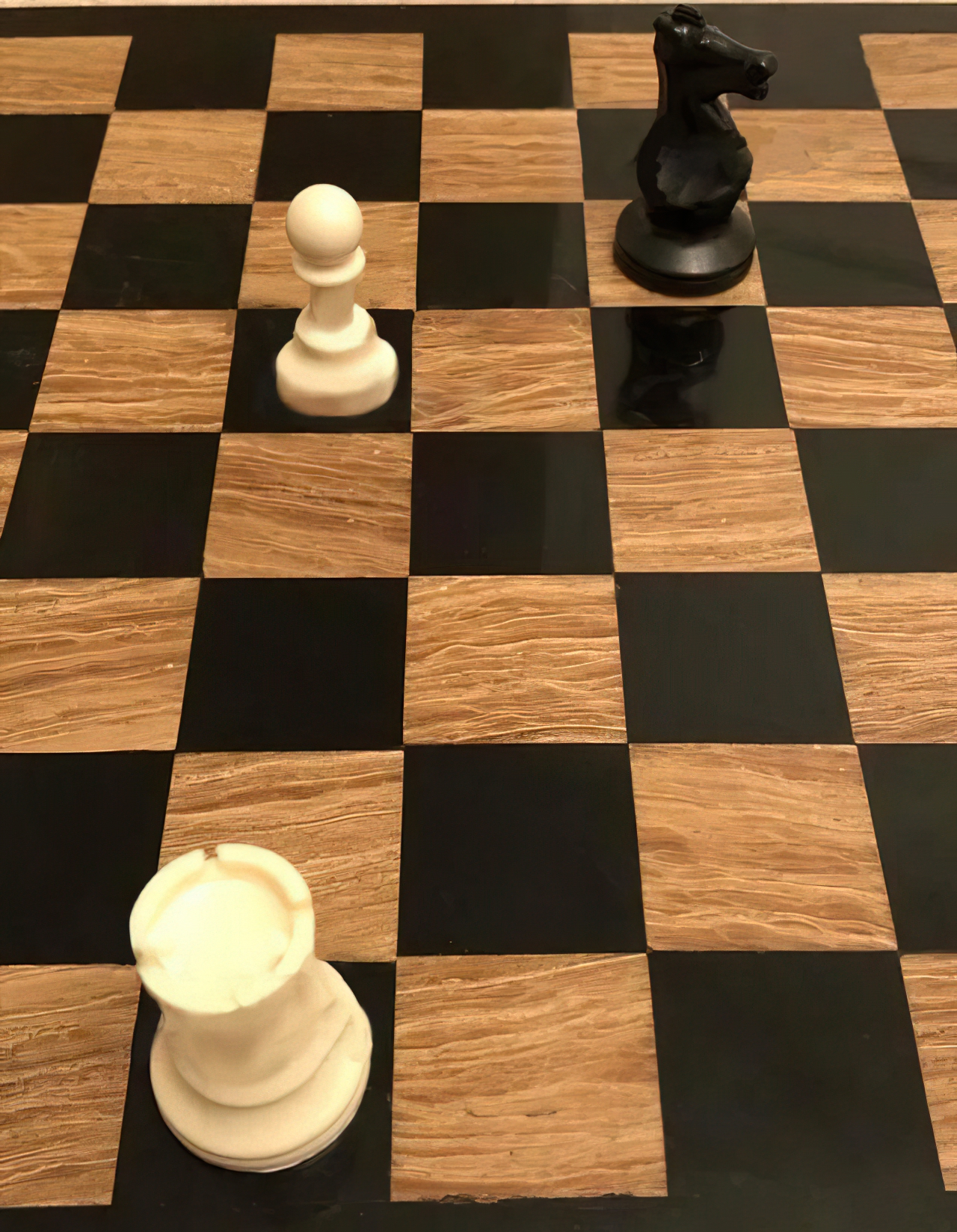 Chess echecs Knight takes pawn rook takes knight