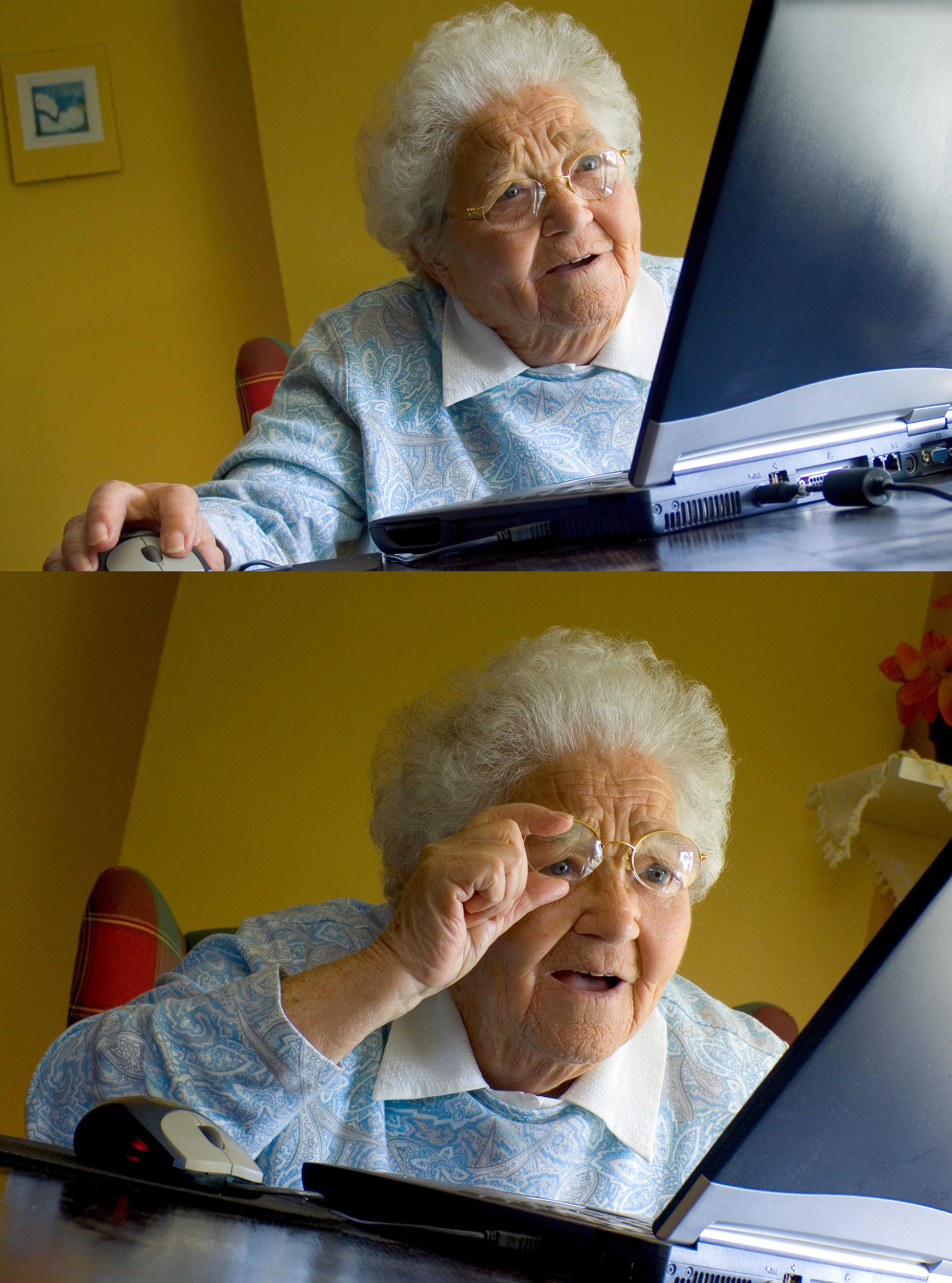 Grandma mamie pc lunettes computer grand mère