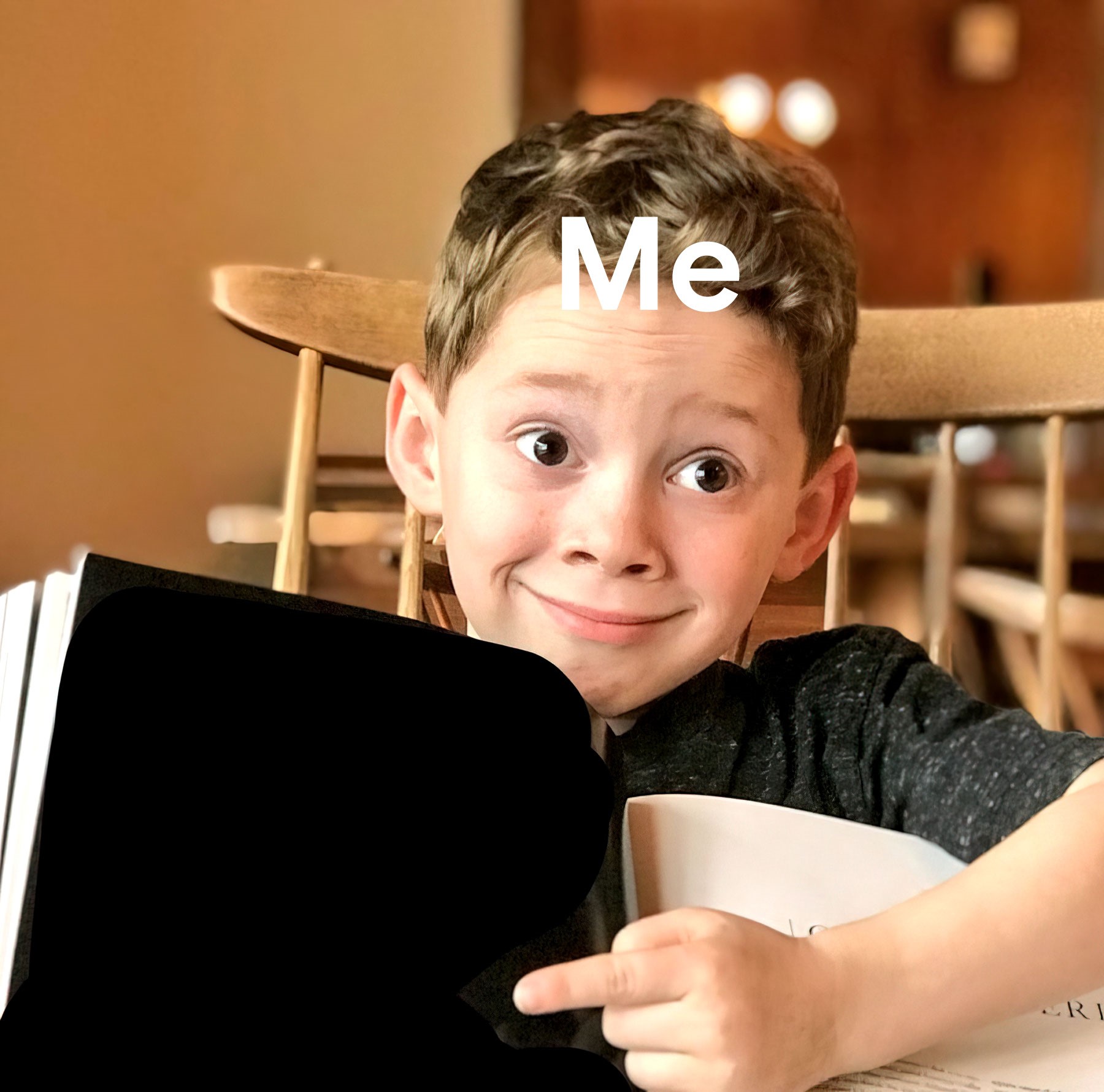 Boy Pointing At Book Textless - Me, The Facts