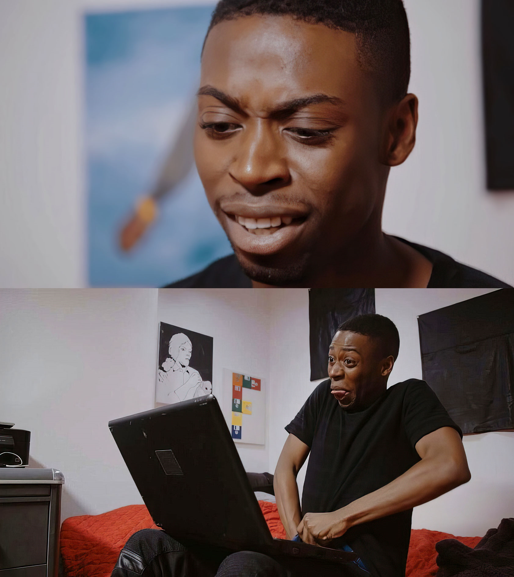 Black Guy With Laptop With Hands In Pants HD Template - Disgusted Fap, Questionable Fap - branlette pc ordinateur masturbe fap