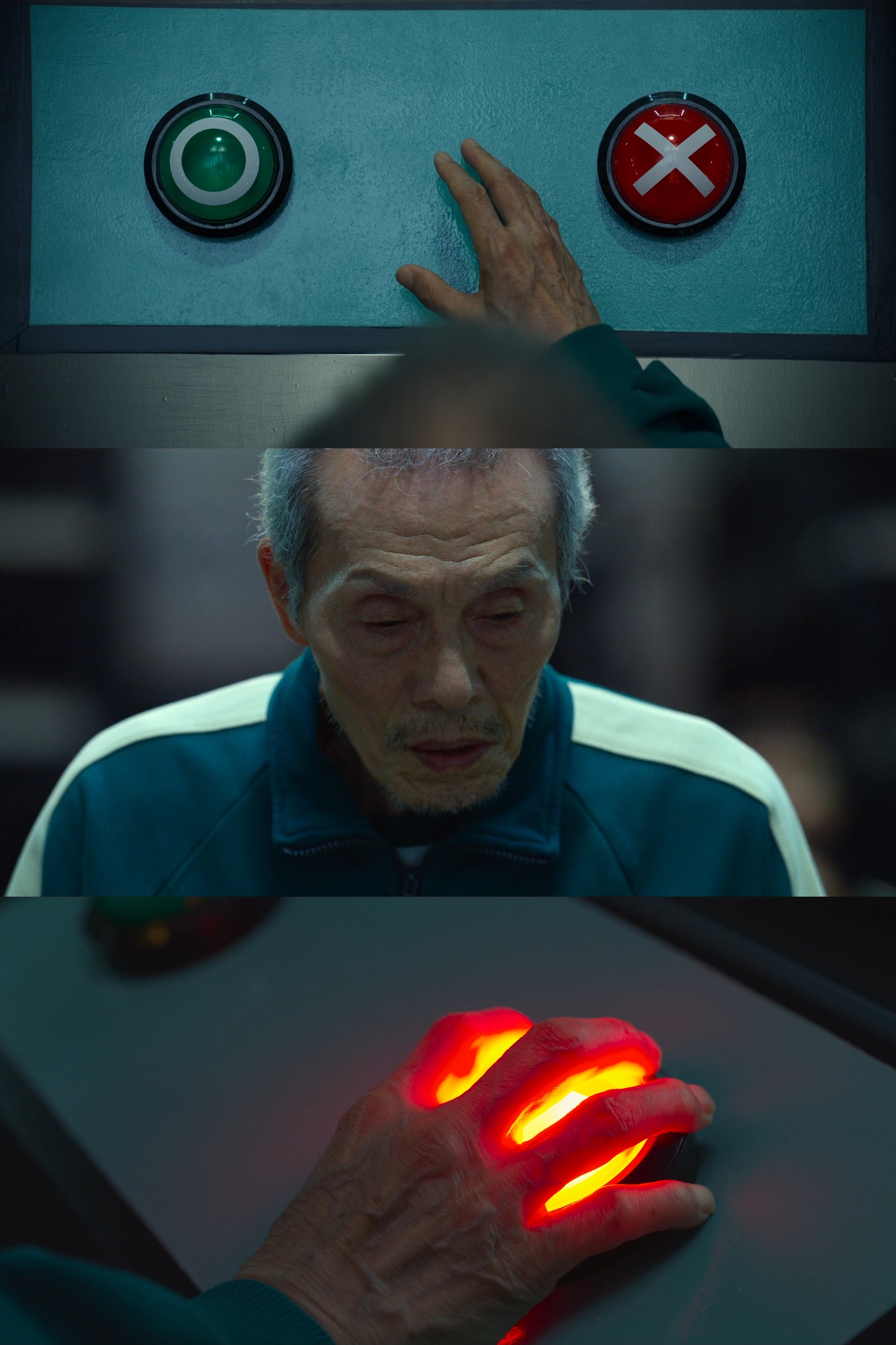 Squid Game - choosing push button choix bouton