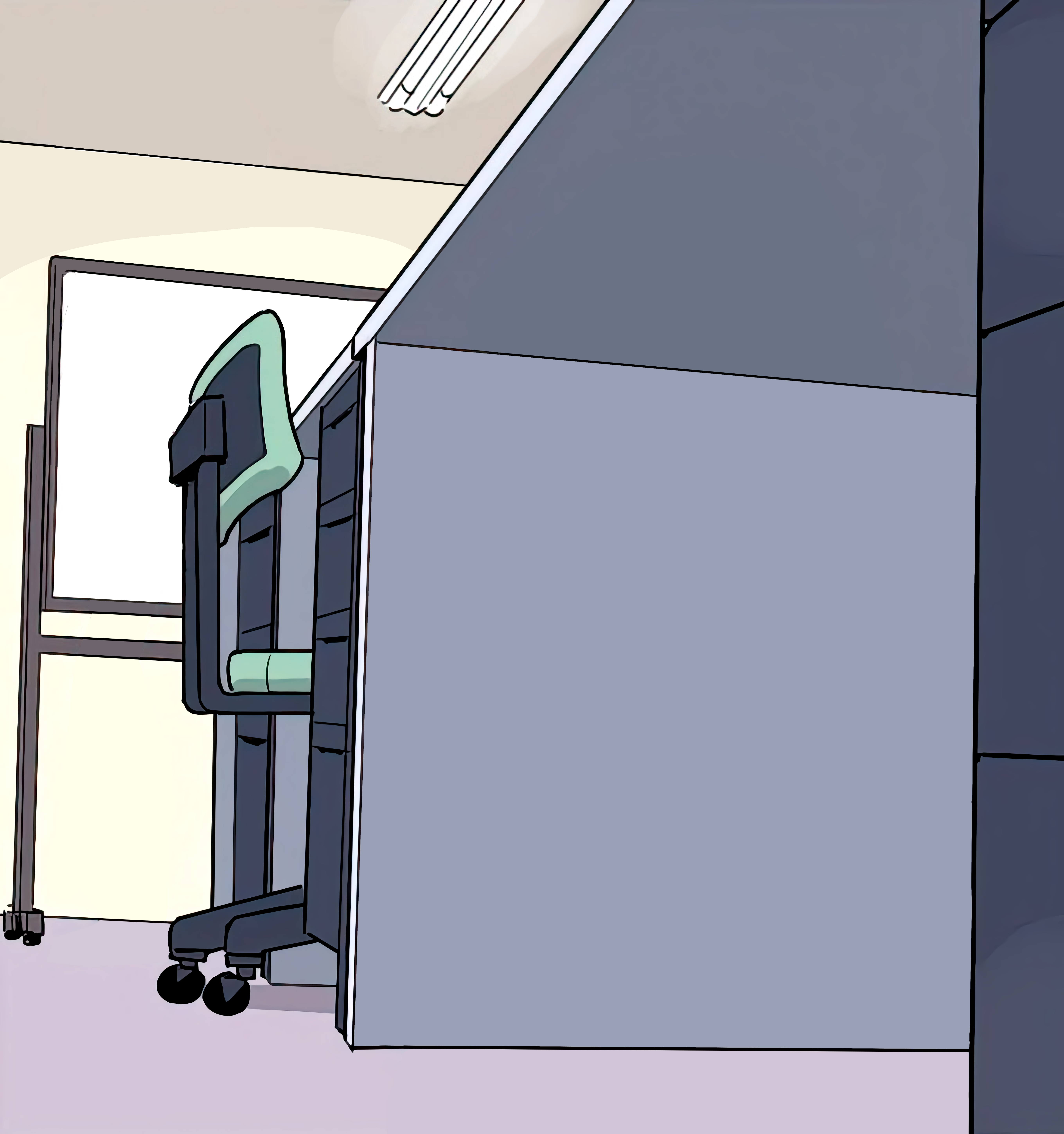 Anime Girl Hiding From a Terminator Empty Template - FULL CLEAN - No Girl No Terminator Just Desk - THE iDOLM@STER