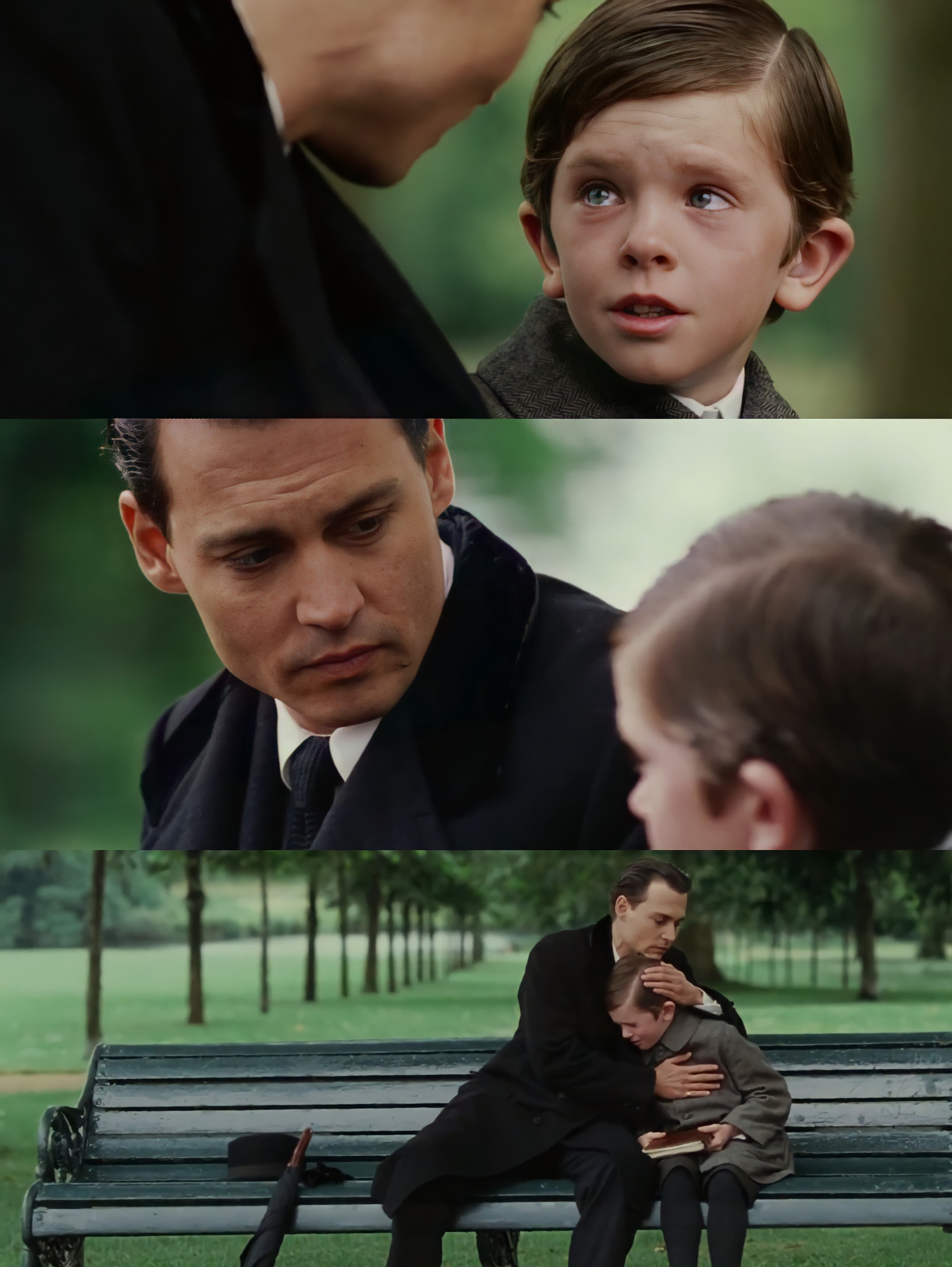 Boy Crying On A Bench Empty Template - Finding Neverland - Johnny Depp enfant pleure banc