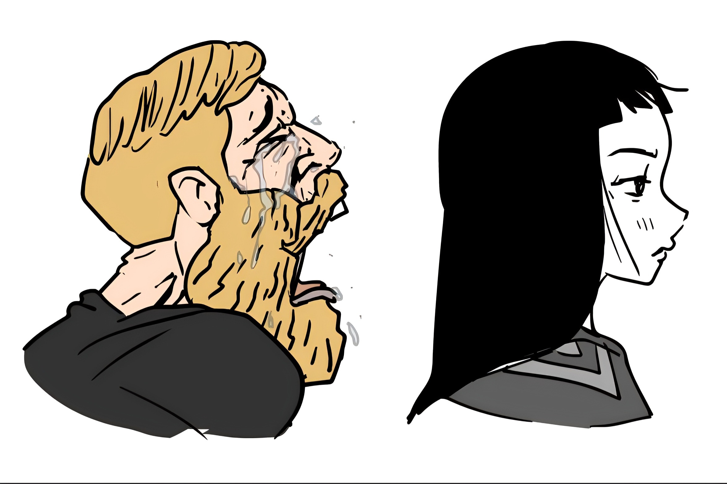 Virgin crying boy chad girl