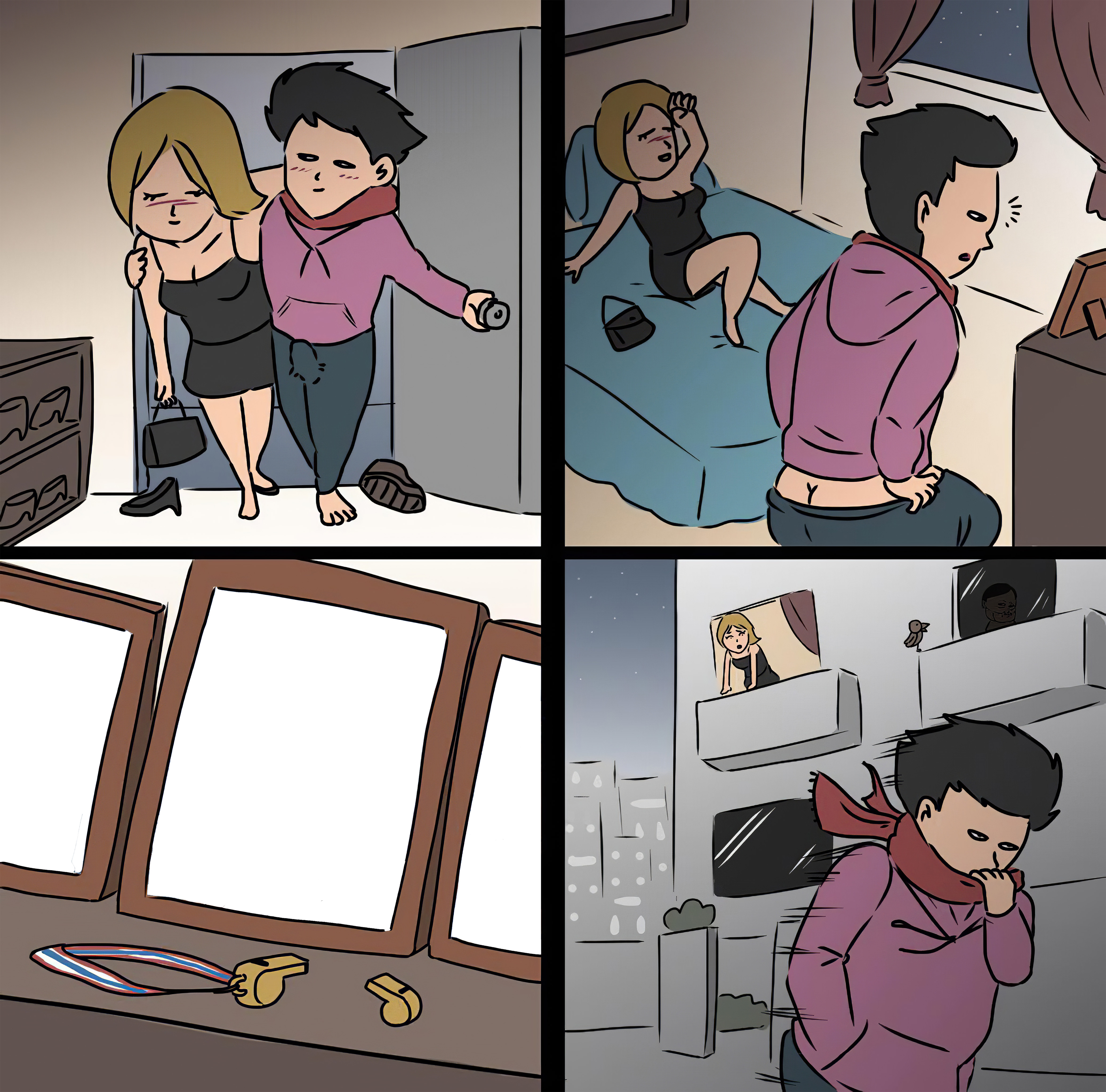 Drunk girl comic fille bourrée saoul ivre lit tableau photo