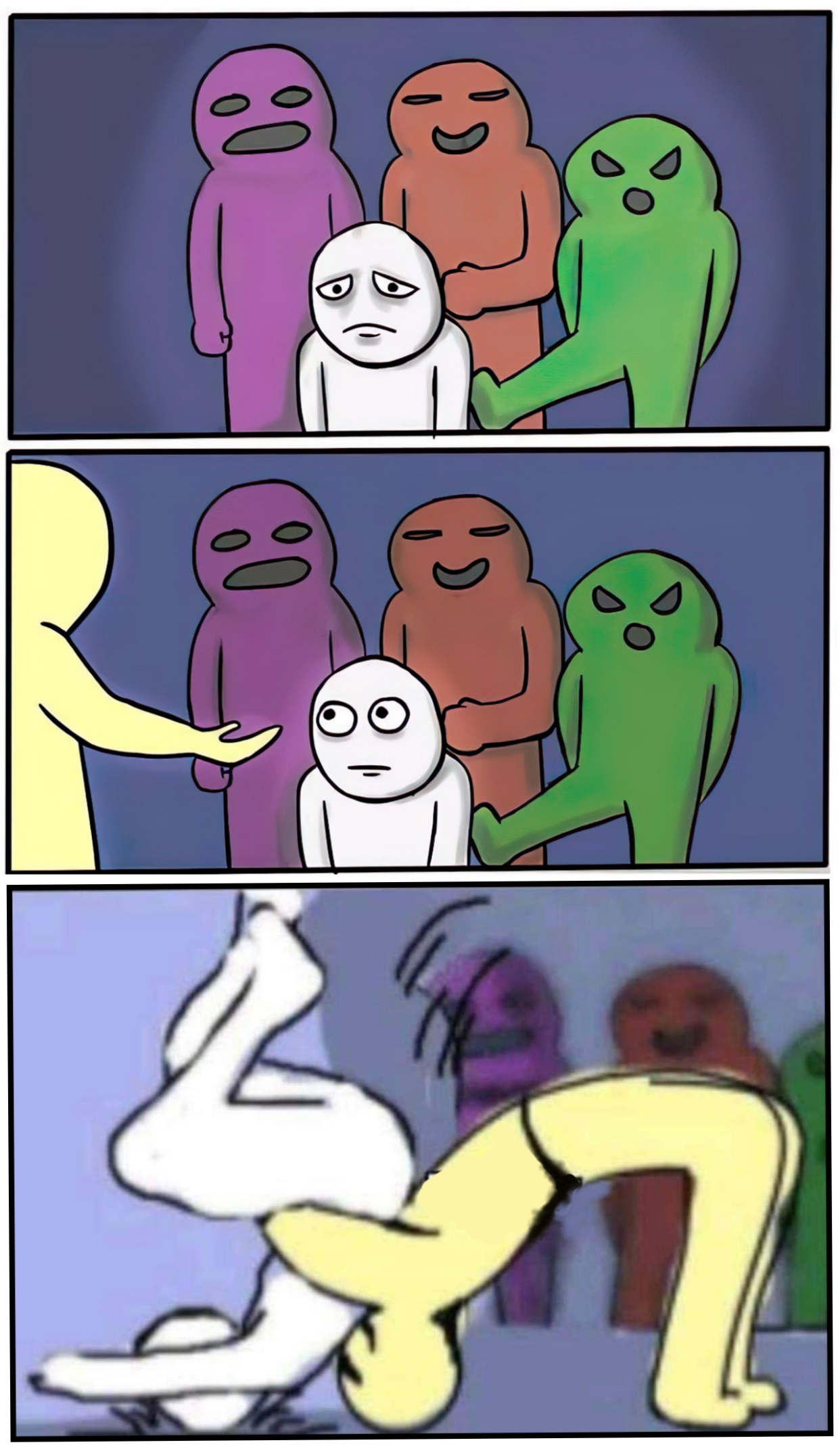 Reject hugs calin rejeter harcèlement taper frapper retourner judo bonhommes couleurs