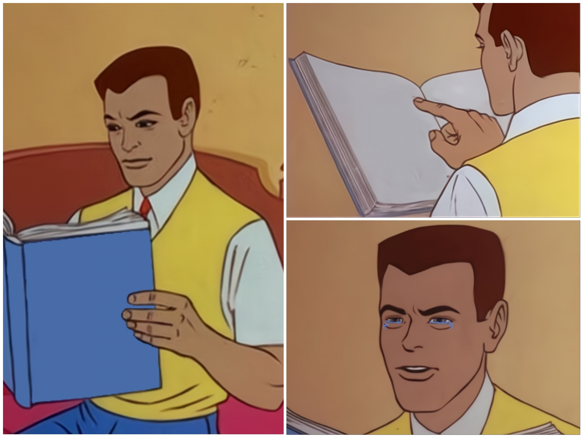 Peter parker reading book crying homme lit livre pleure