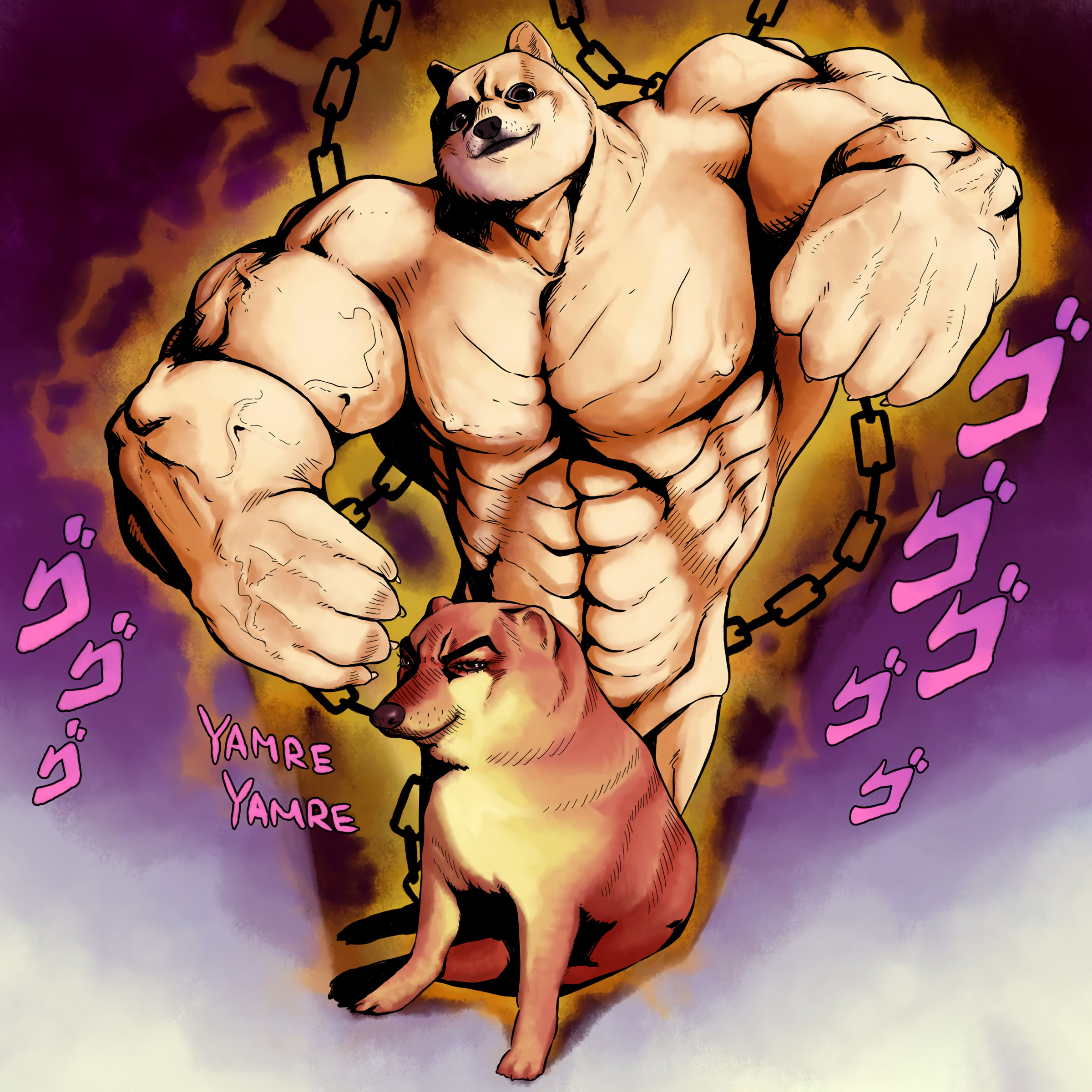 Swole doge Jotaro vs cheems