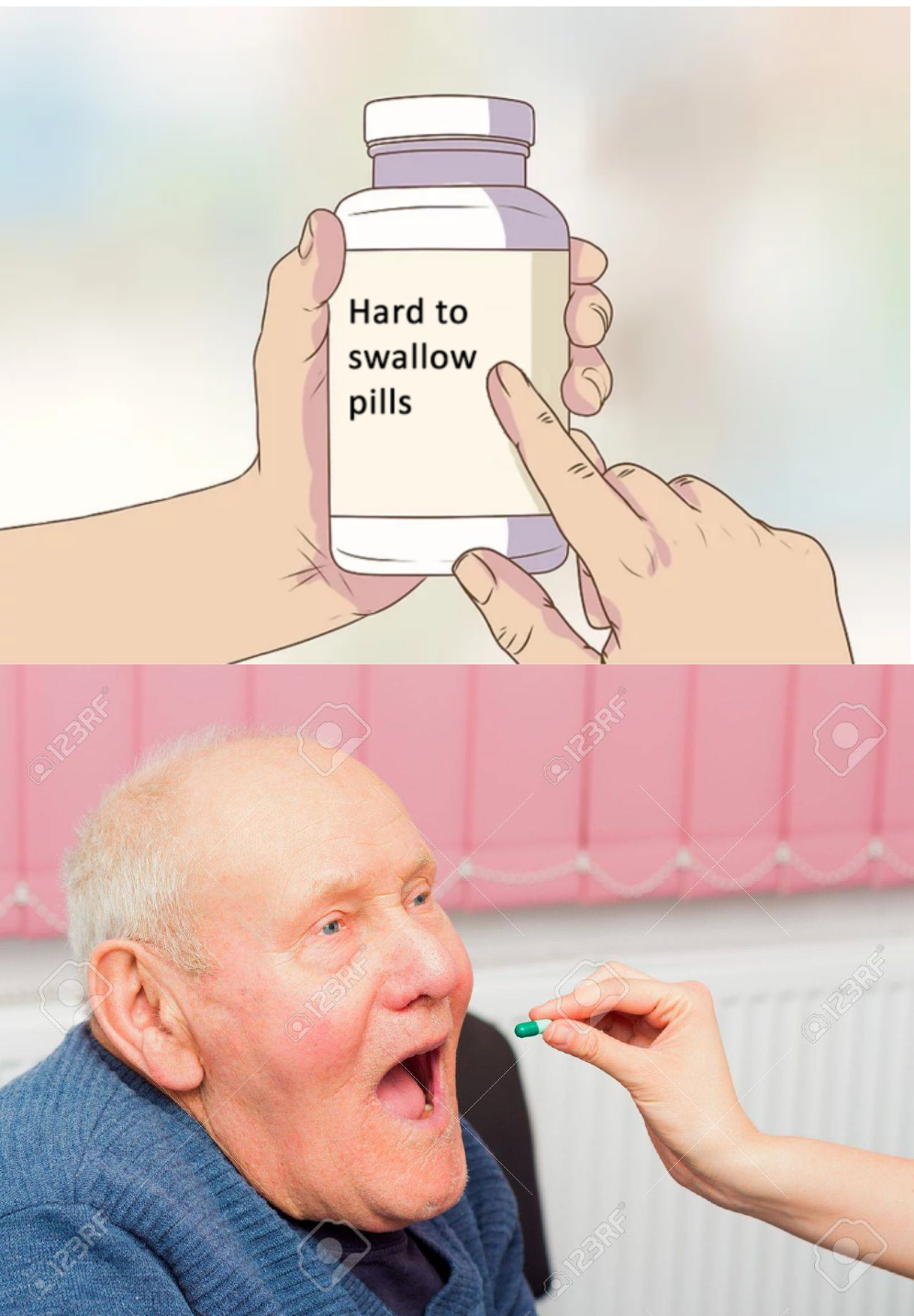 Hard to Swallow Pills - Wikihow, Old Man - pilules médicaments difficiles à avales