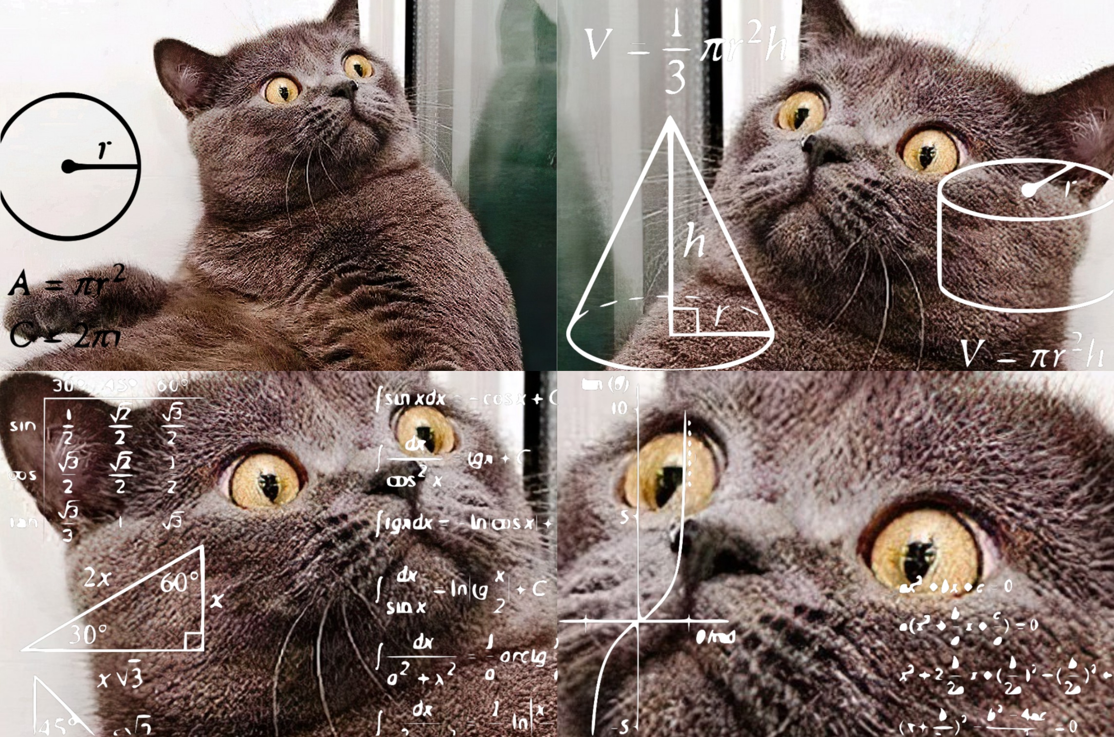 Surprised Cat'Surprised Math Lady - Calculating - chat