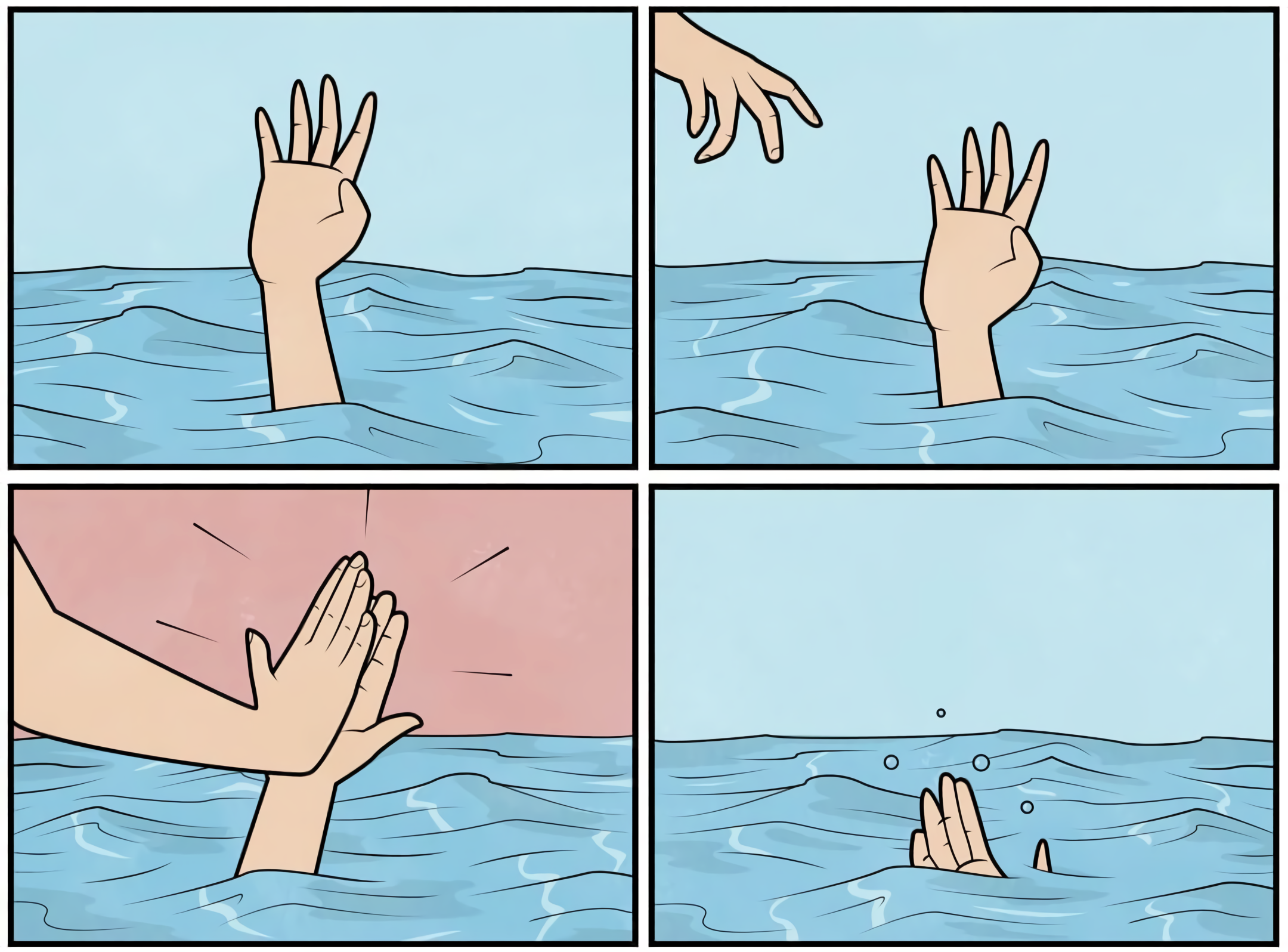 Main check help noyé aide clap noyade