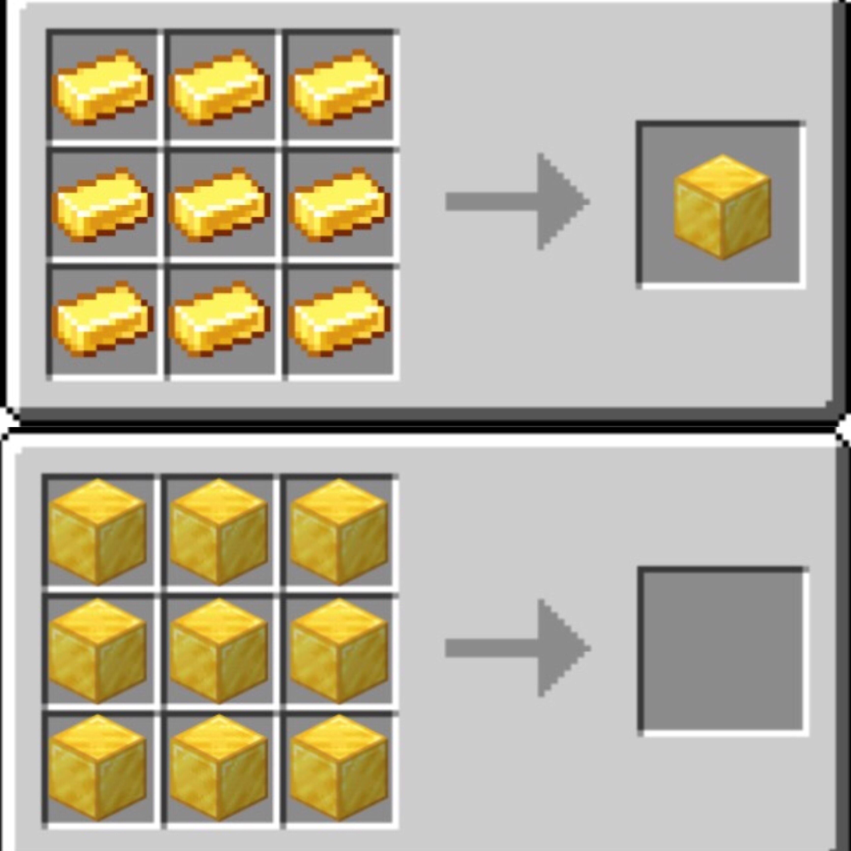 Gold ingots make gold block in crafting table, but gold blocks make in crafting table - Minecraft