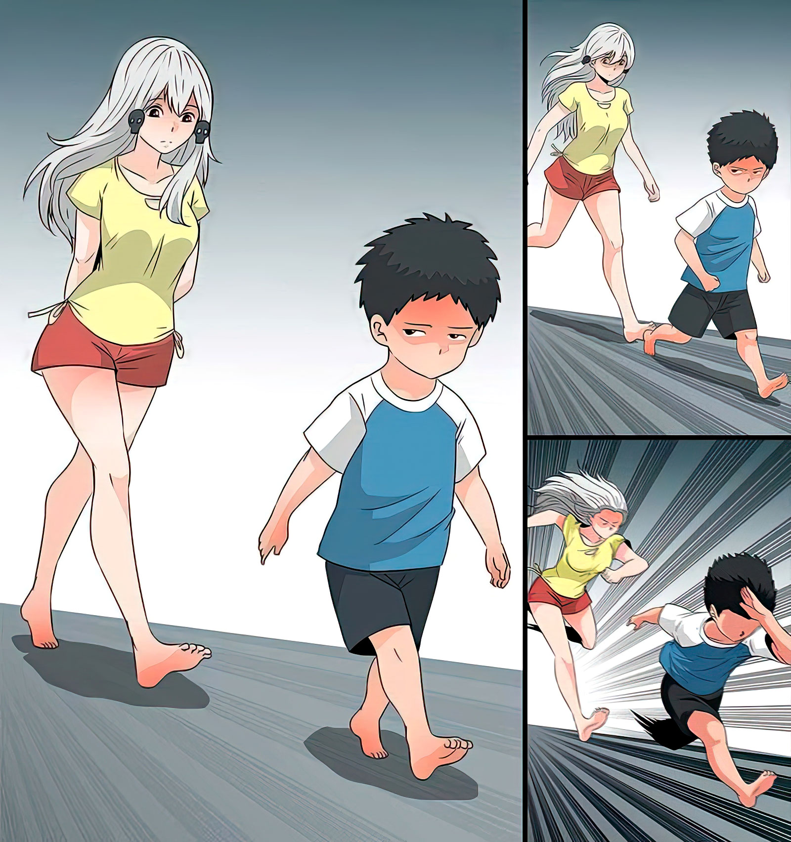 Ara Ara Chase Empty Template - Girl Chasing A Kid - Manga Style - court courir poursuivre pourchasse fille garçon