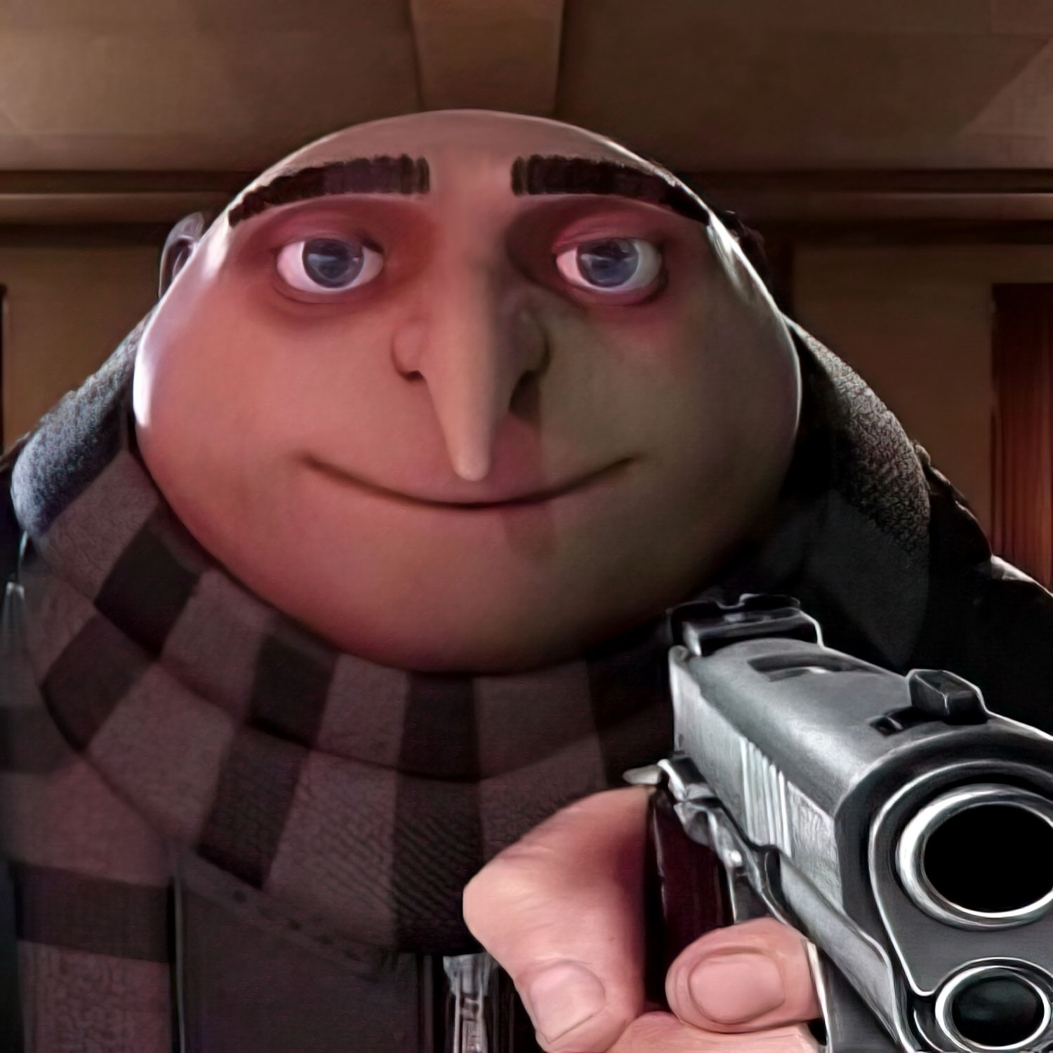 Gru pointing gun