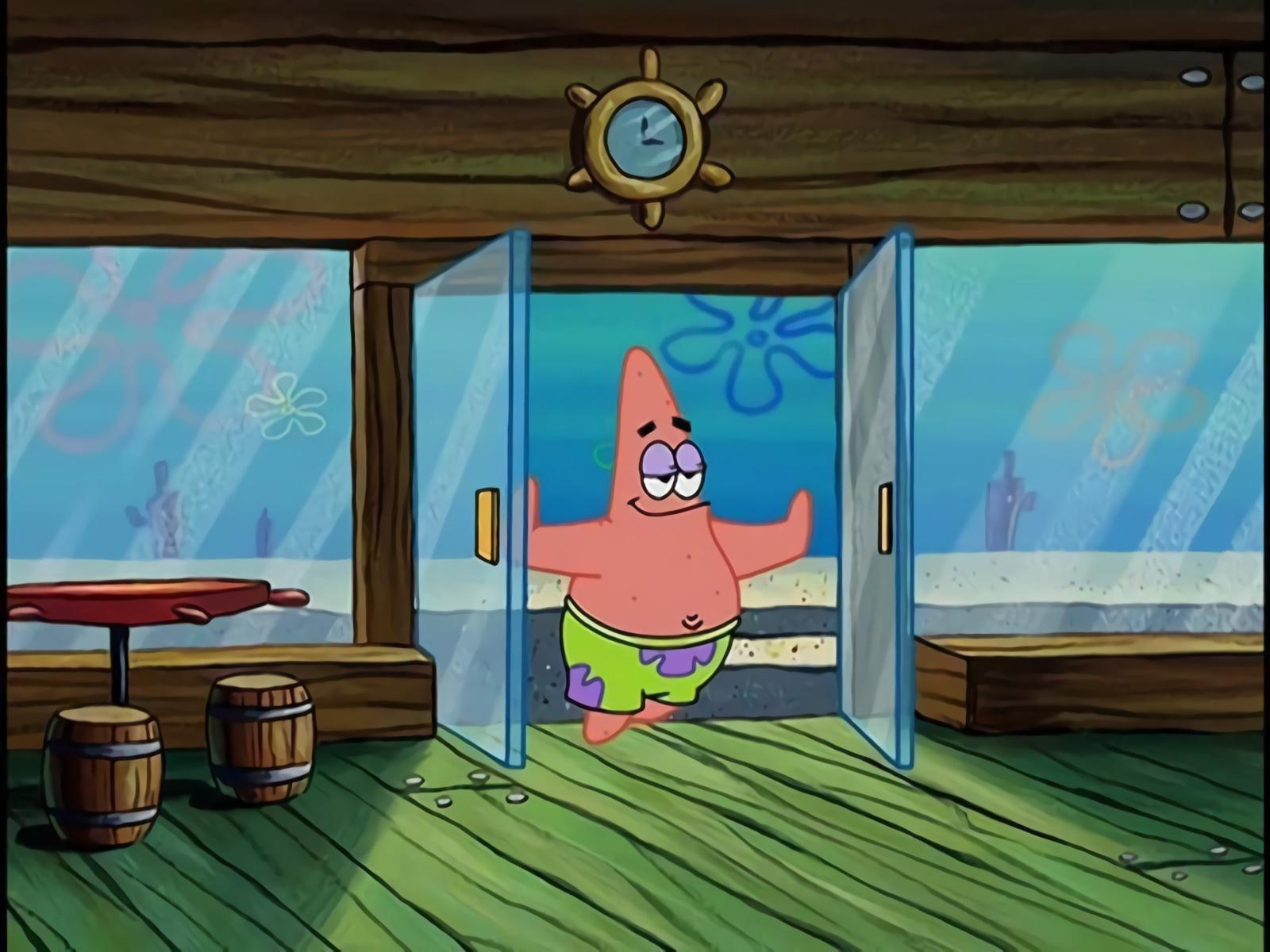 Patrick Opening Doors - Krusty Krab