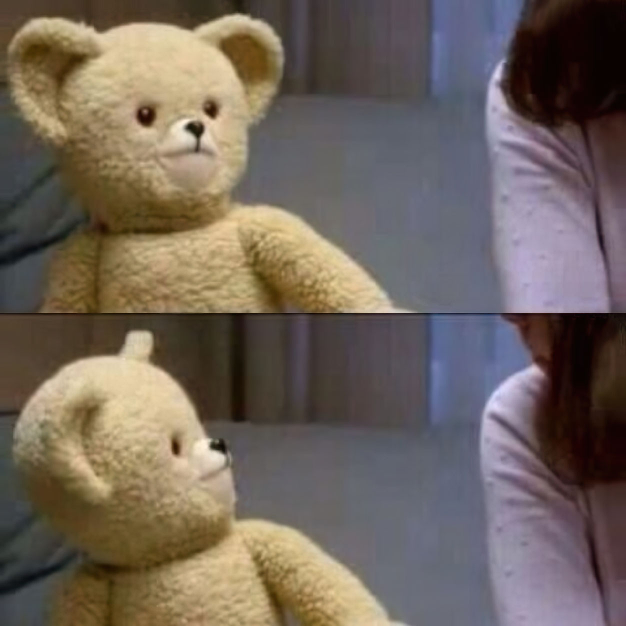 Teddy bear looking at someone