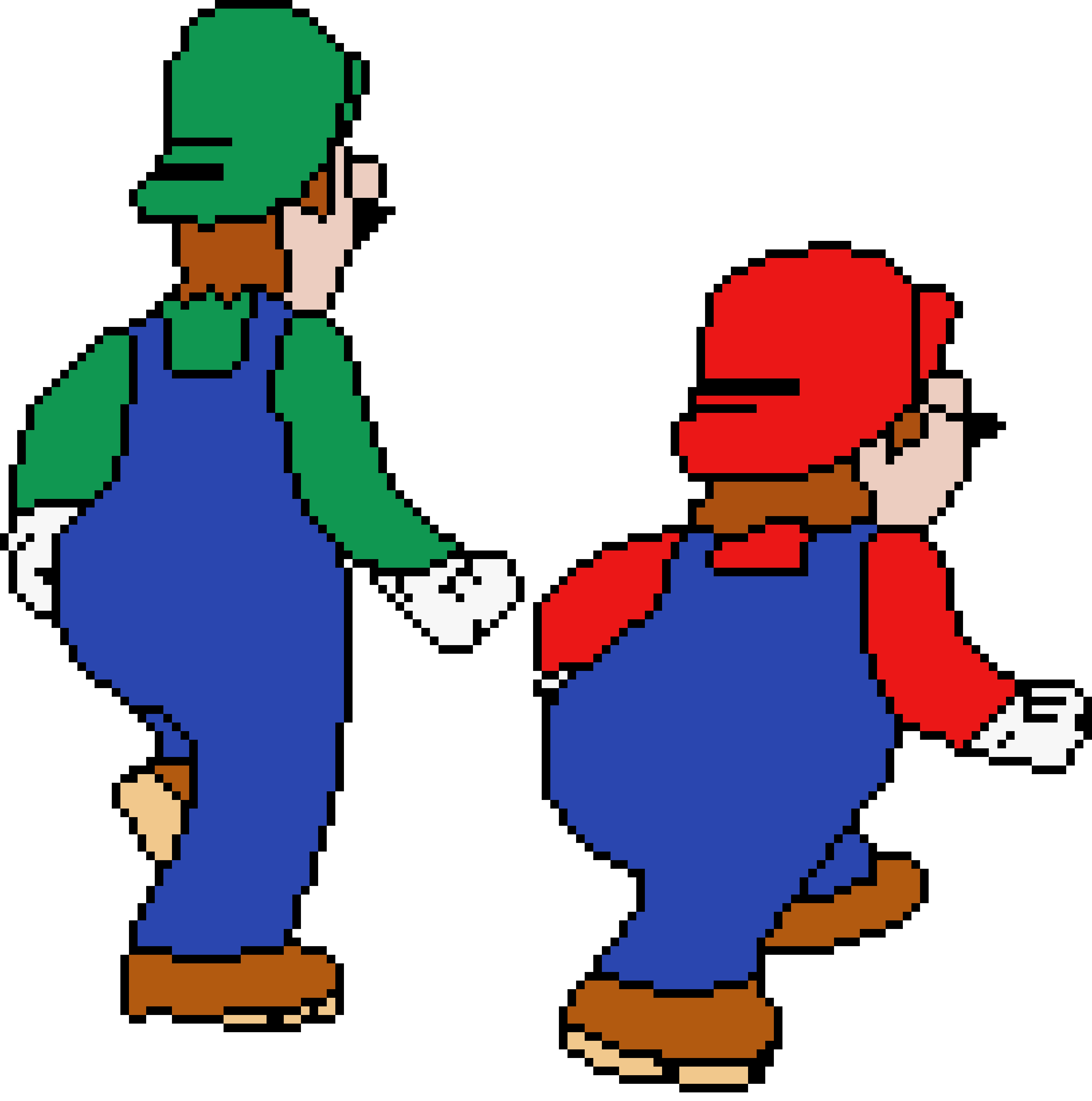 Mario and Luigi Leaving - Transparent 8-bit
