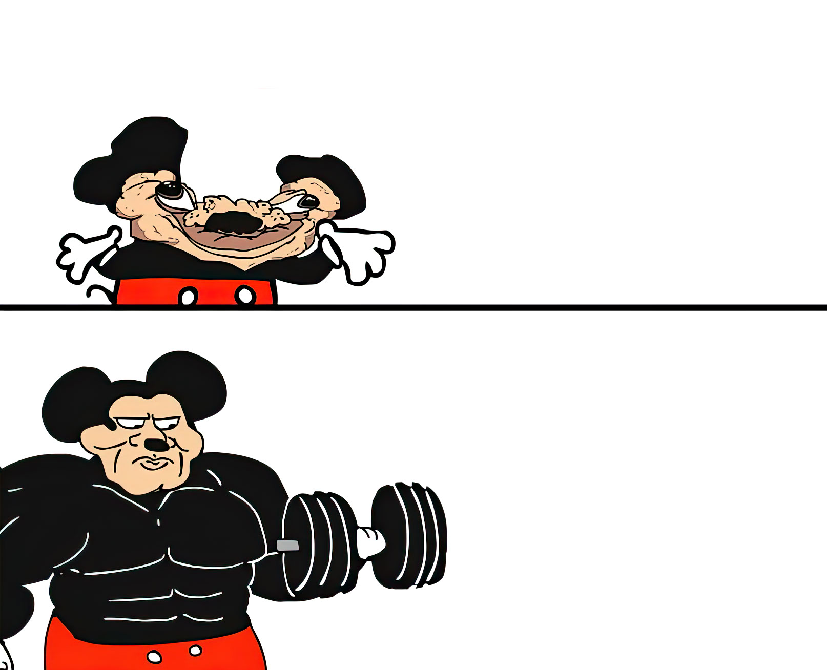 Buff Mokey Mouse Buff Mickey Mouse Empty Template - Swole, Head Bashed