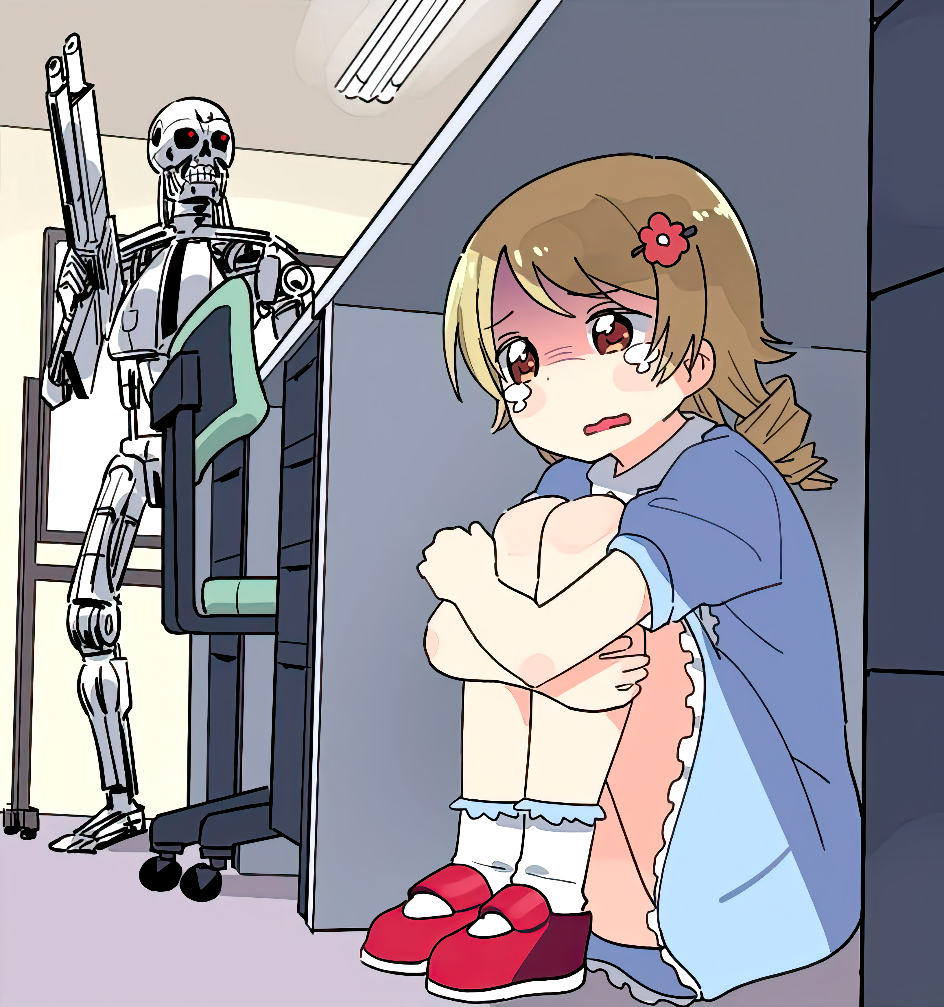 Anime Girl Hiding From a Terminator Empty Template - THE iDOLM@STER
