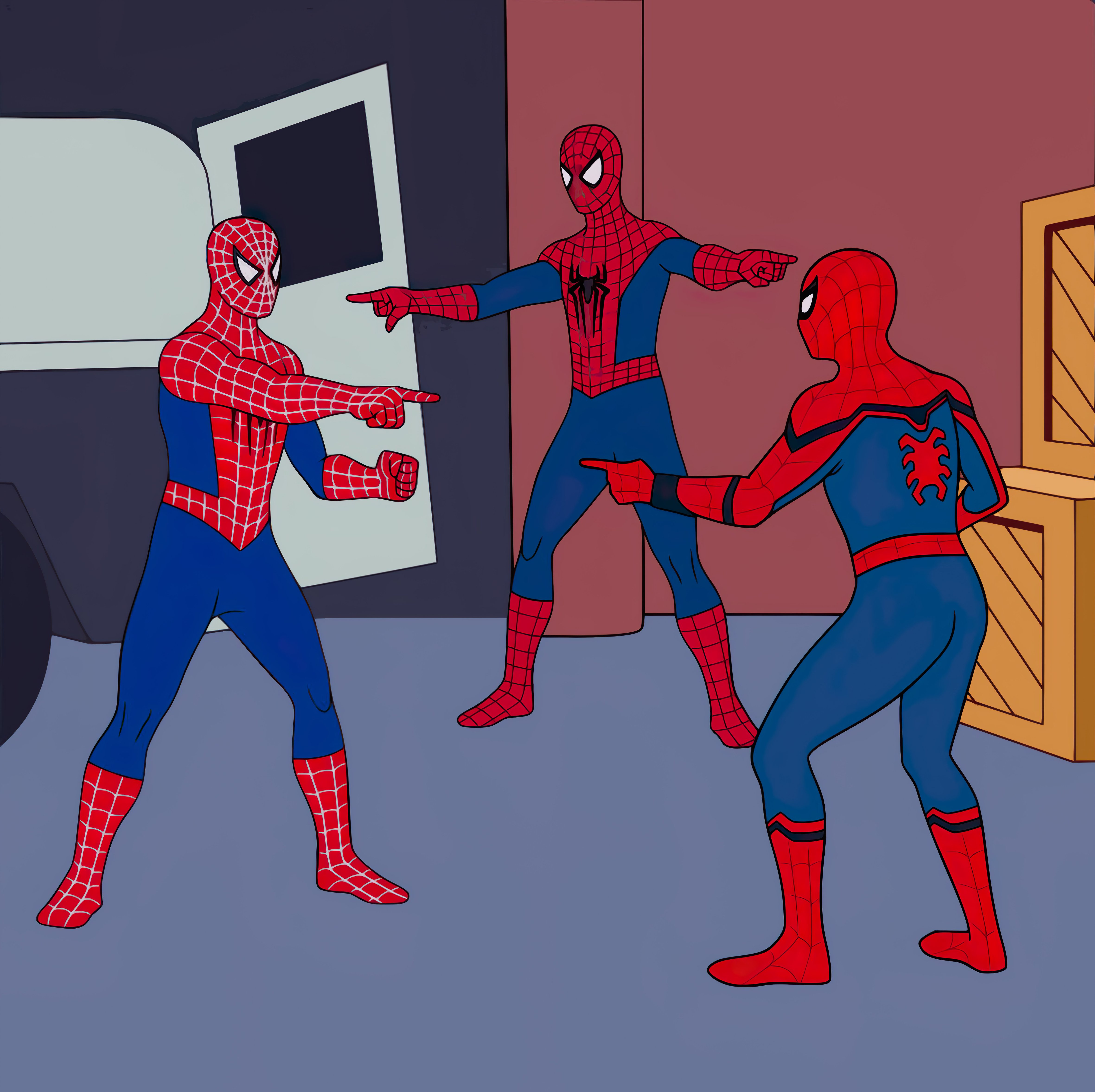 Spider-Man pointing distorted upscale