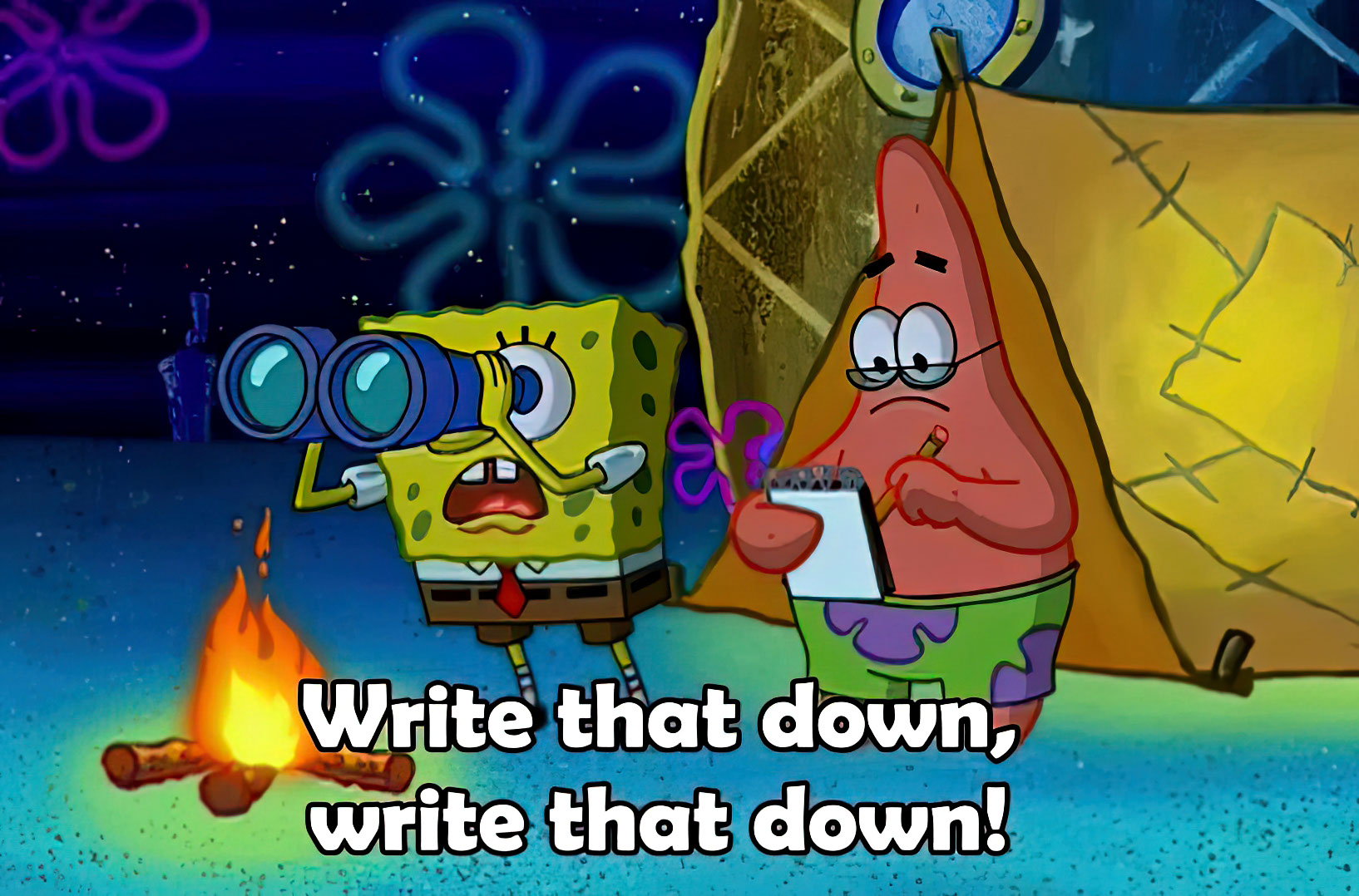 Write That Down, Write That Down! - SpongeBob SquarePants, Patrick Star, Camp Fire