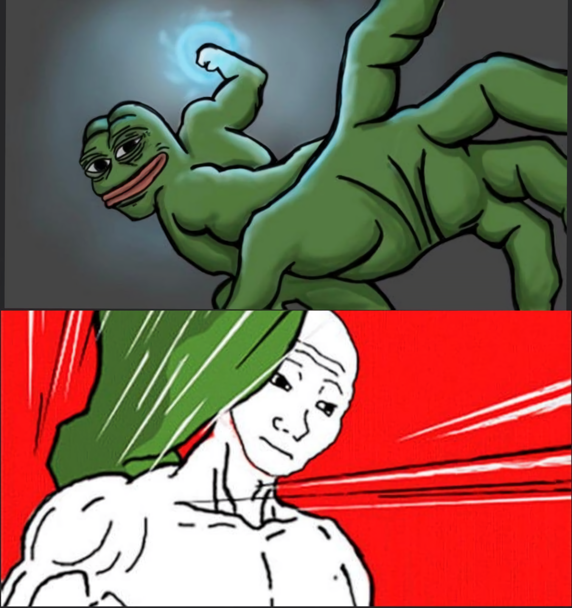Strong pepe vs random wojak