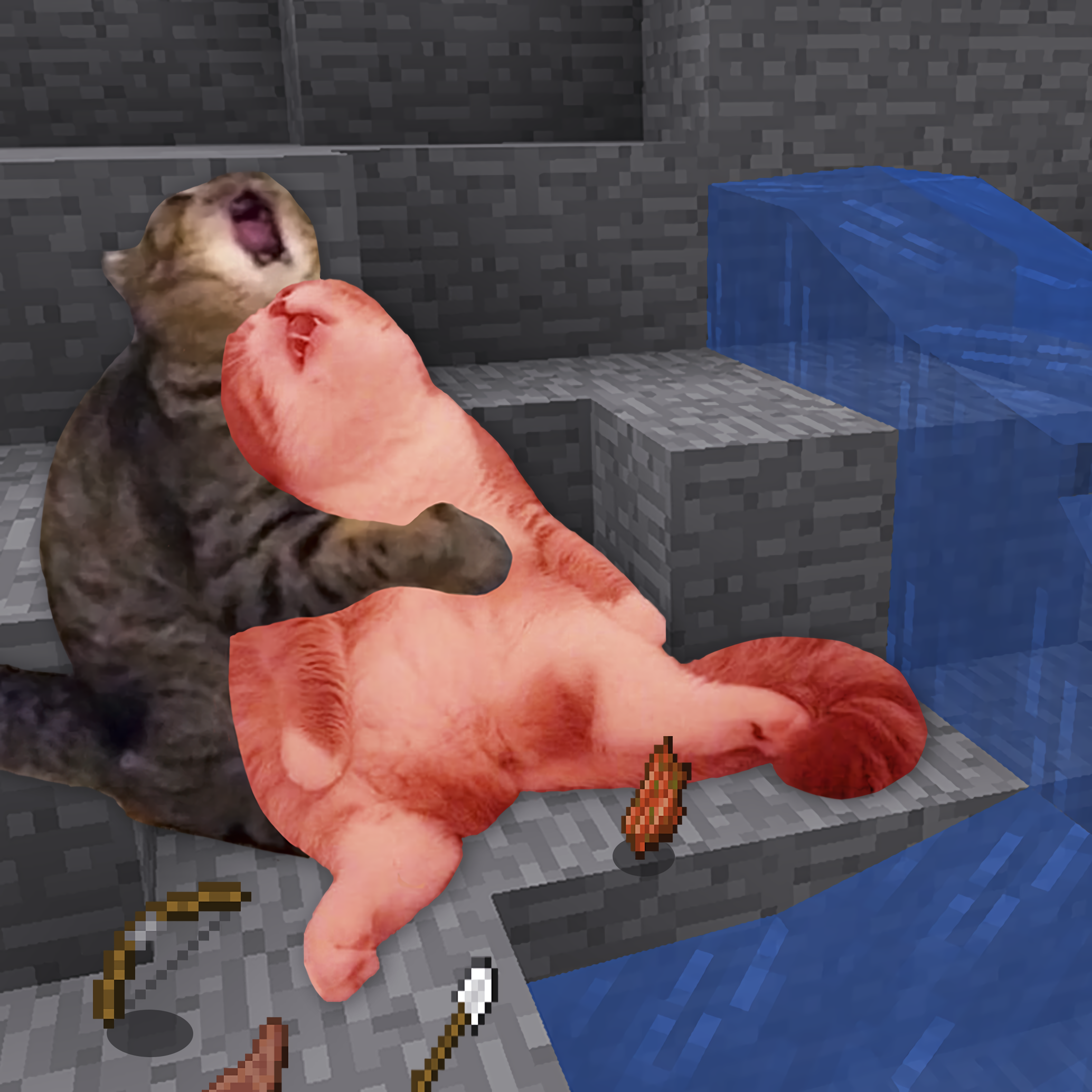 Cat Holding Dead Cat In Minecraft Dead Minecraft Cat