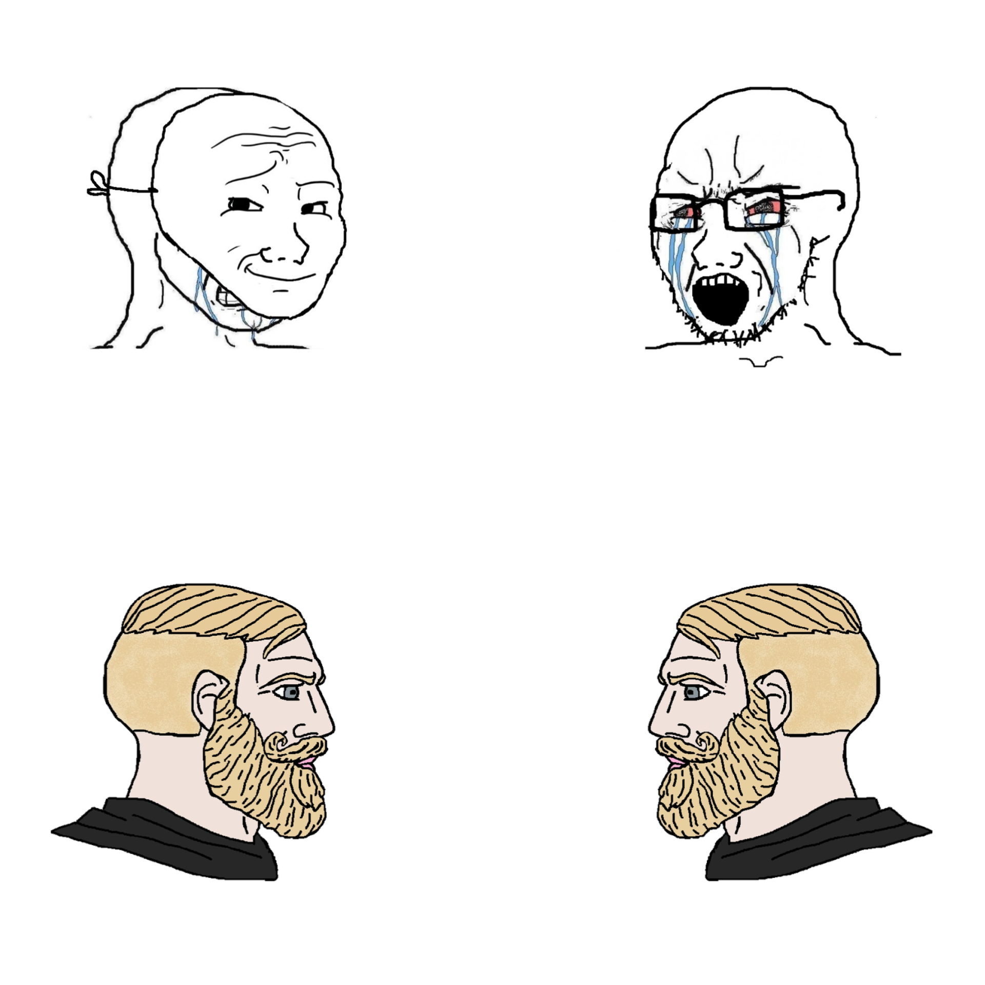 Crying wojak vs i know chad