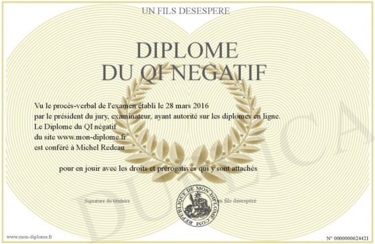 Diplôme du QI négatif