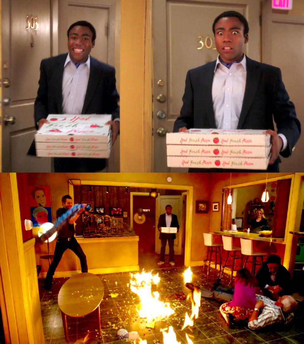 Community Fire Pizza The Darkest Timeline - Childish Gambino, Pizza, Fire, Chaos, Flames - Pizza communautaire feu La ligne du temps la plus sombre - Flammes