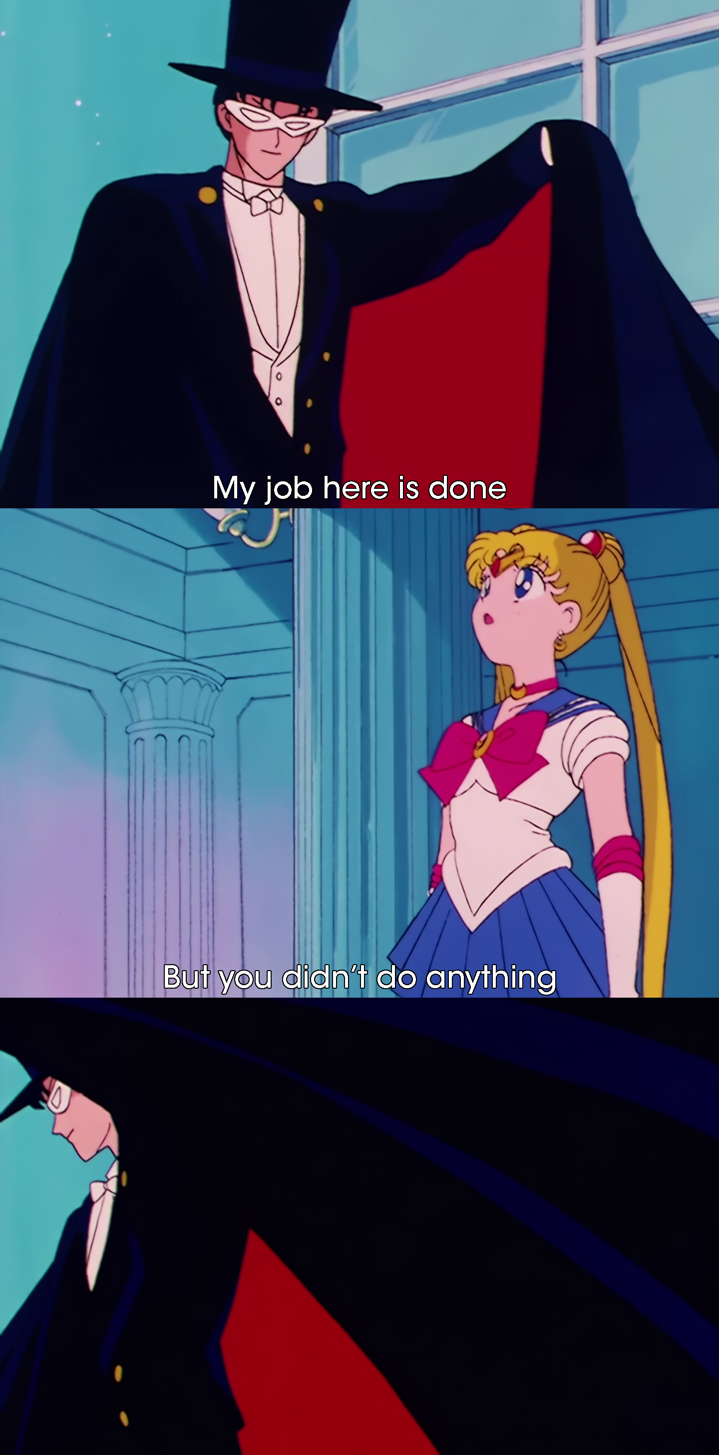 Sailor moon my job here is done but you didnt do anything