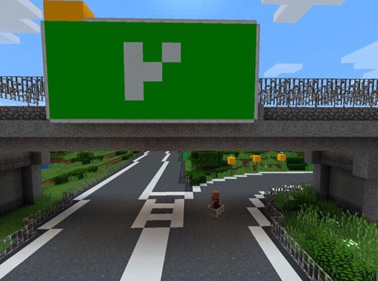 Left Exit Off Ramp - Highway Exit Drift - Minecraft Edition - Sortie à gauche autoroute sortie panneau voiture
