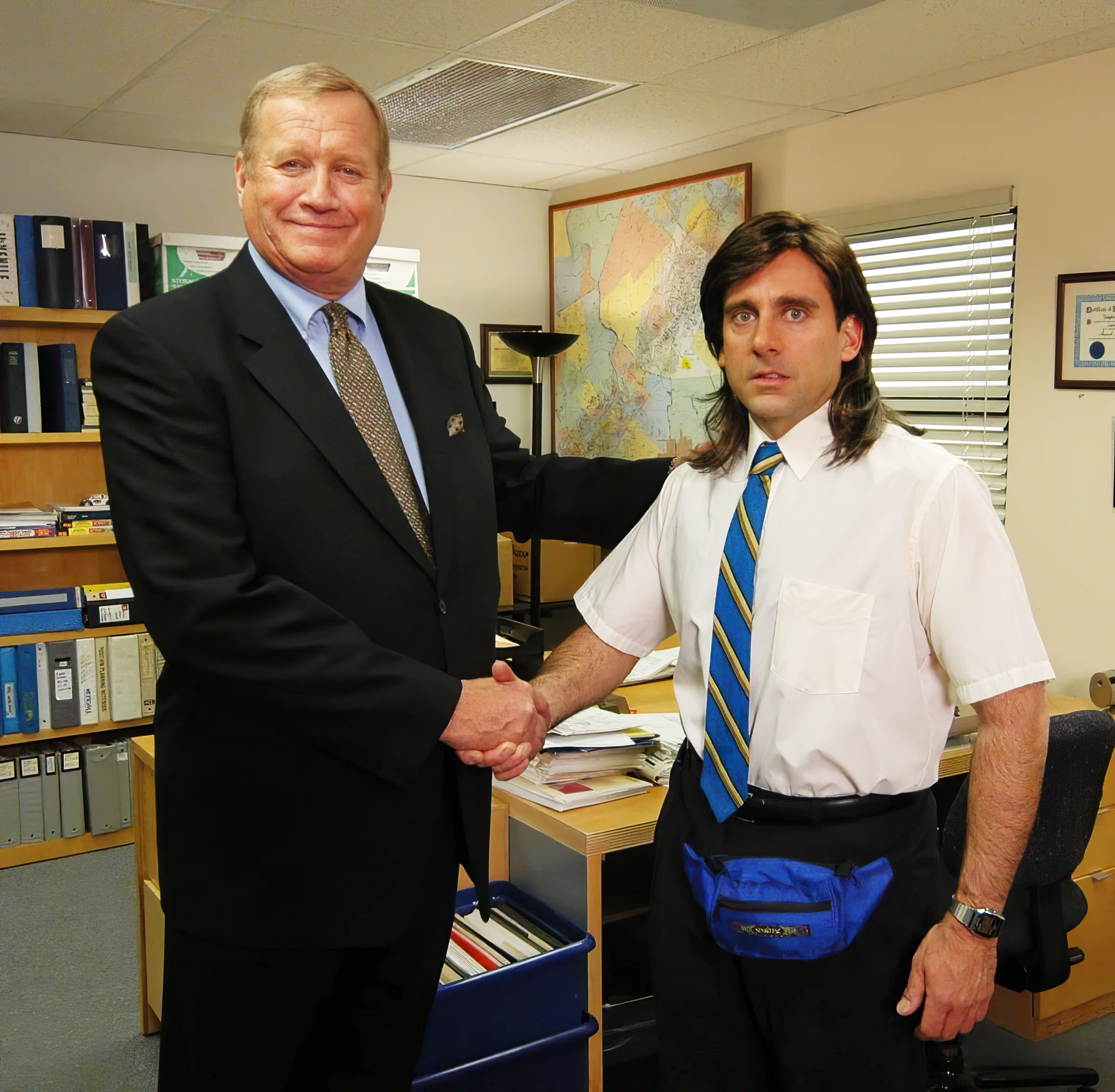 The office handshake michael scott ed truck