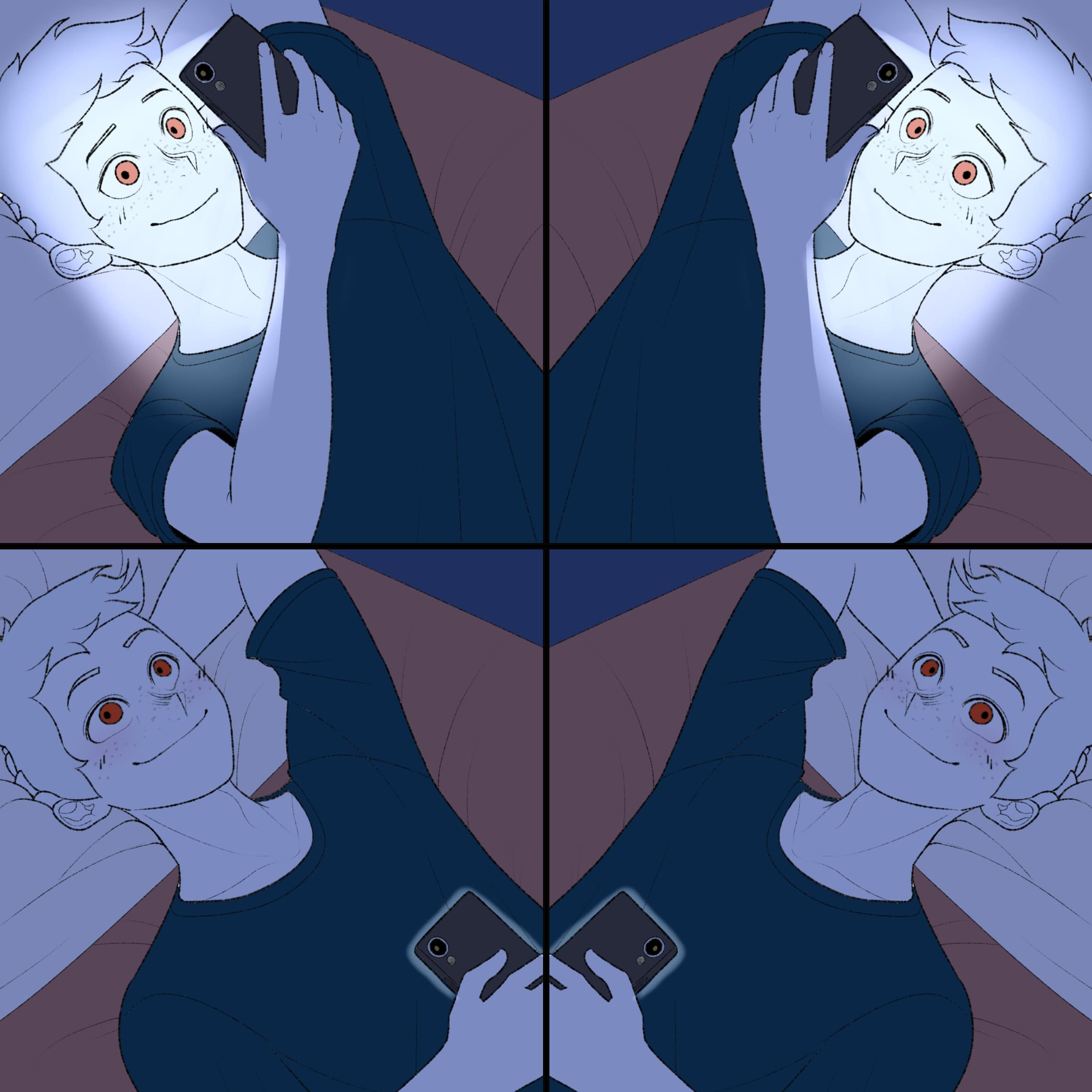 Couple texting bed girl boy homme femme sms message lit