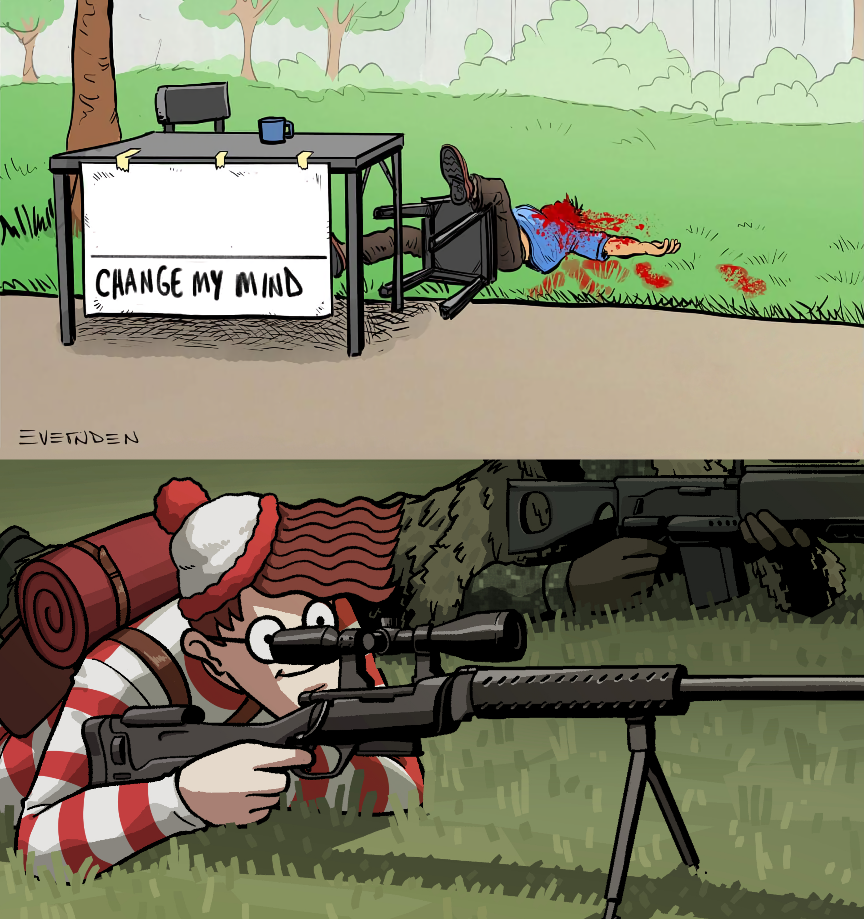 Change My Mind - Waldo Sniping Change My Mind Guy At A Park Empty Template - Where's Waldo