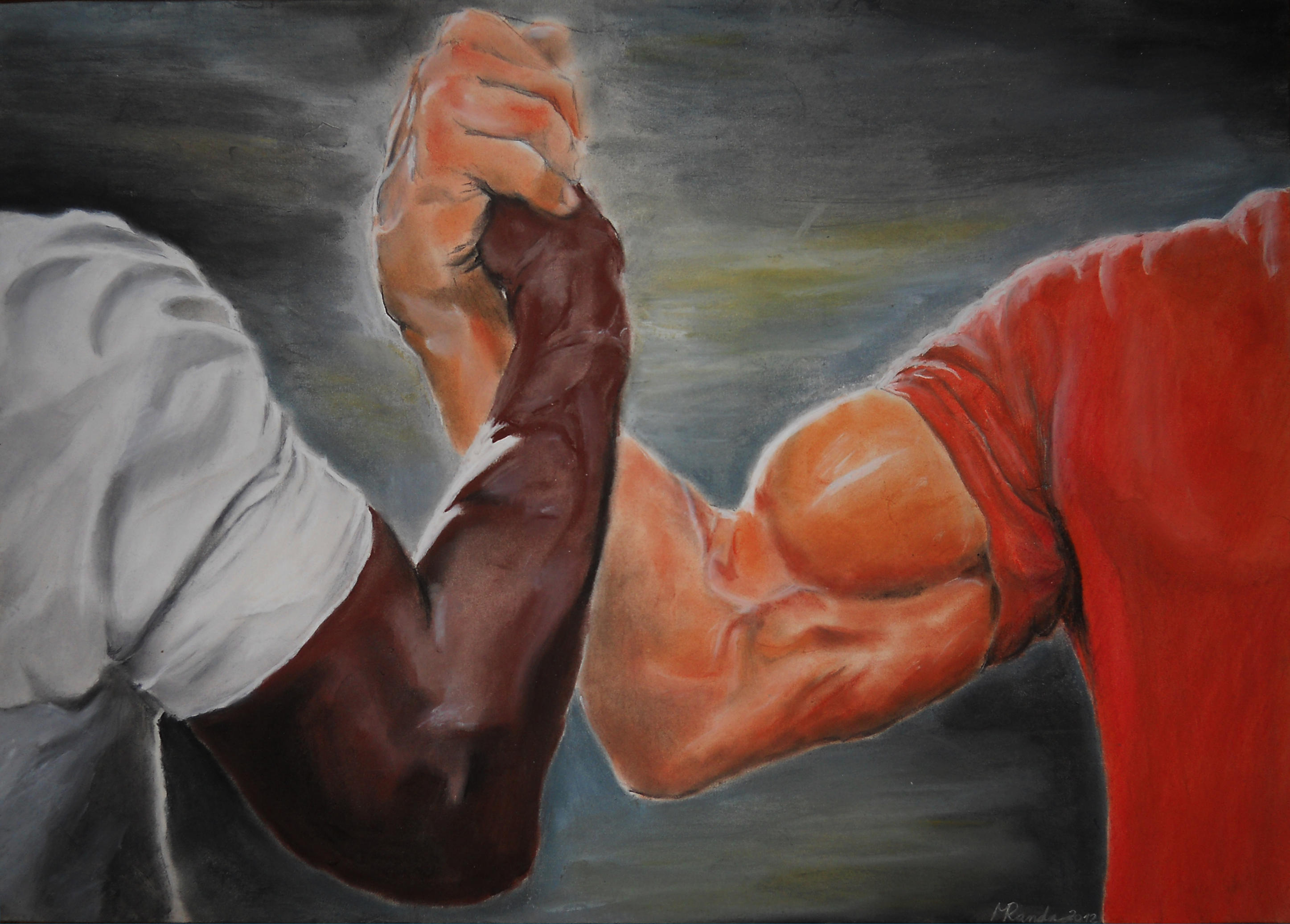 Epic Handshake Template - Arnold Schwarzenegger - Predator - Art Painting - arm wrestling Bras de fer