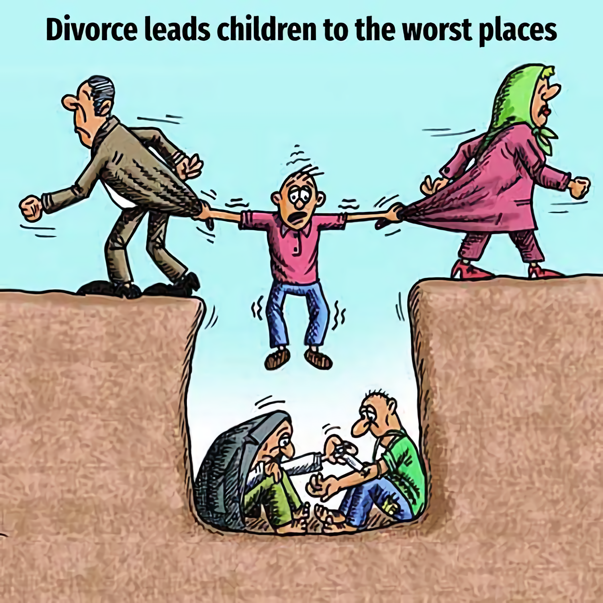Divorce leads children to the worst place parents enfant tomber trou
