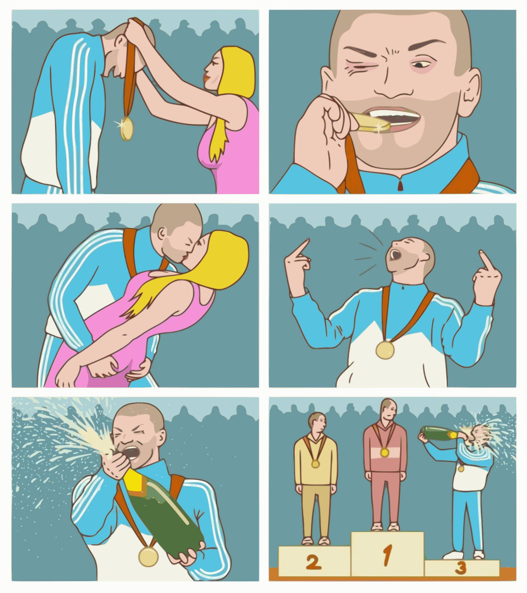 Third Place Celebration Bronze Medal - 3palec, 3rd, Podium, Medal - 3eme troisieme champagne medaille